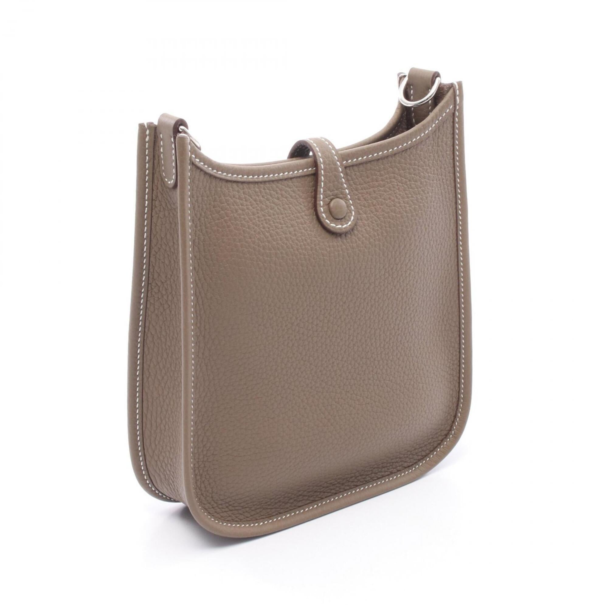 Hermes Etoupe Gray Taurillon Clemence Leather Shoulder Bag (Pre-Owned)