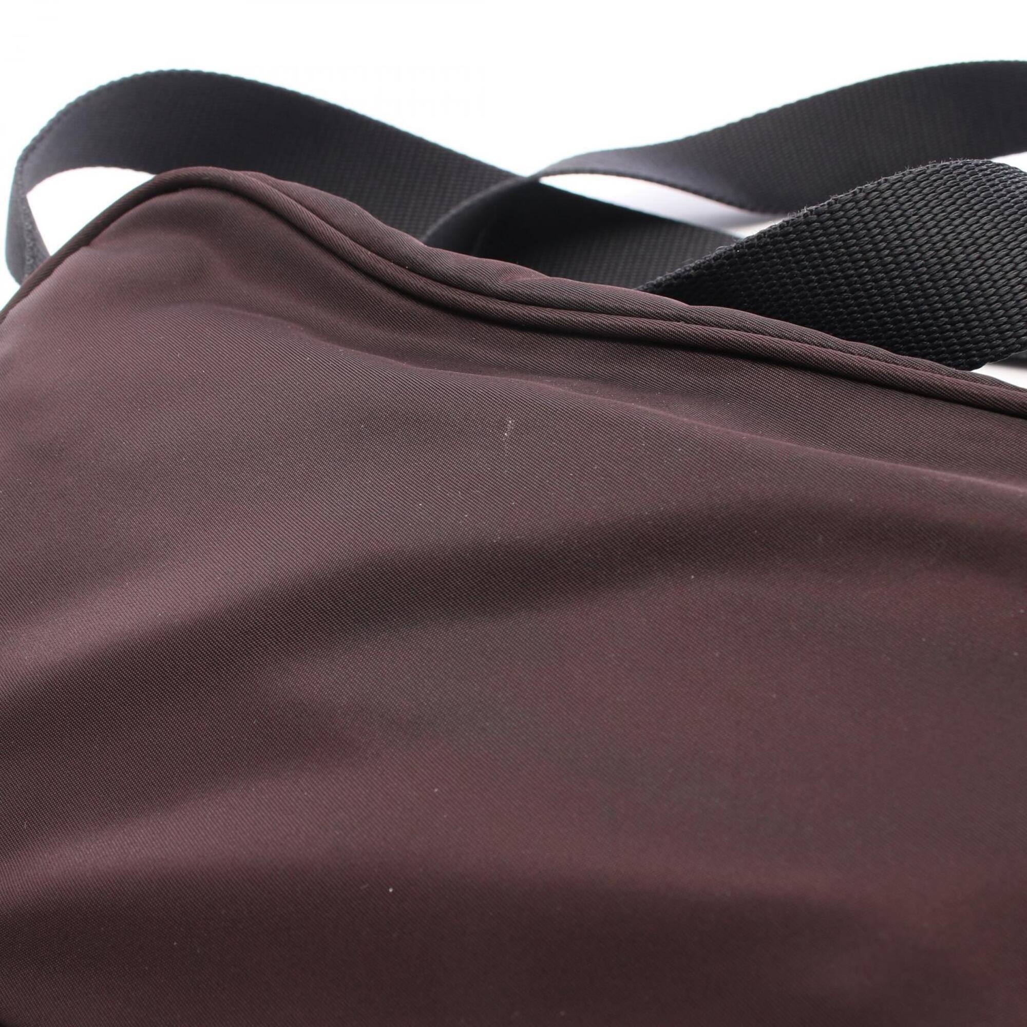 Prada Brown Nylon Leather Handbag Shoulder Bag (Pre-Owned)