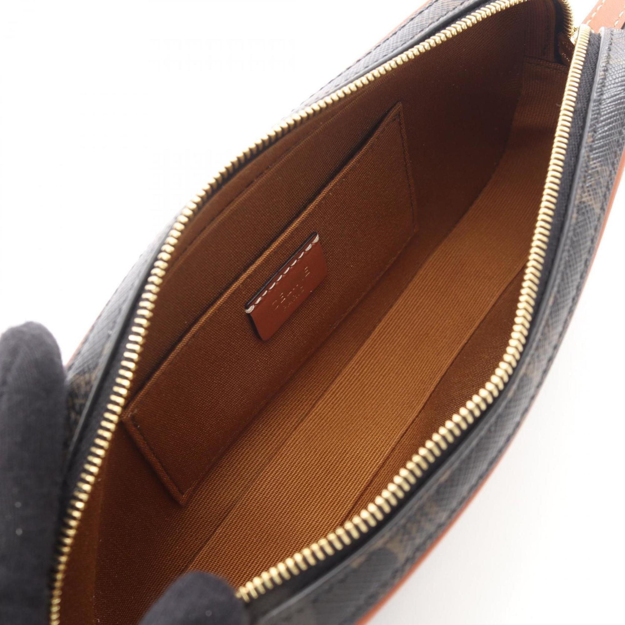 Celine Black Brown Coated Canvas Leather Handbag Shoulder Bag (Pre-Owned)