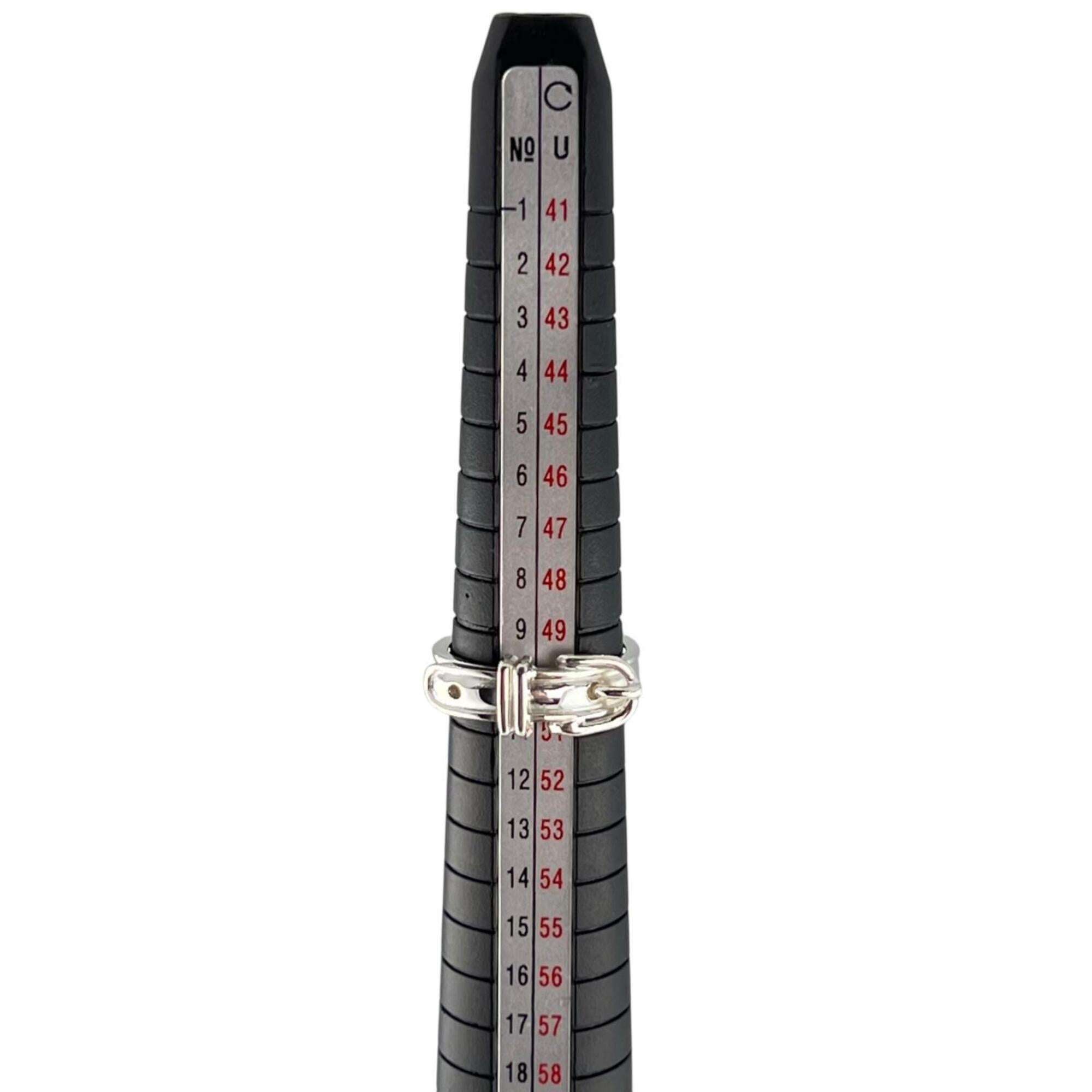 Hermes Silver Silver 925 Band Ring (Pre-Owned)