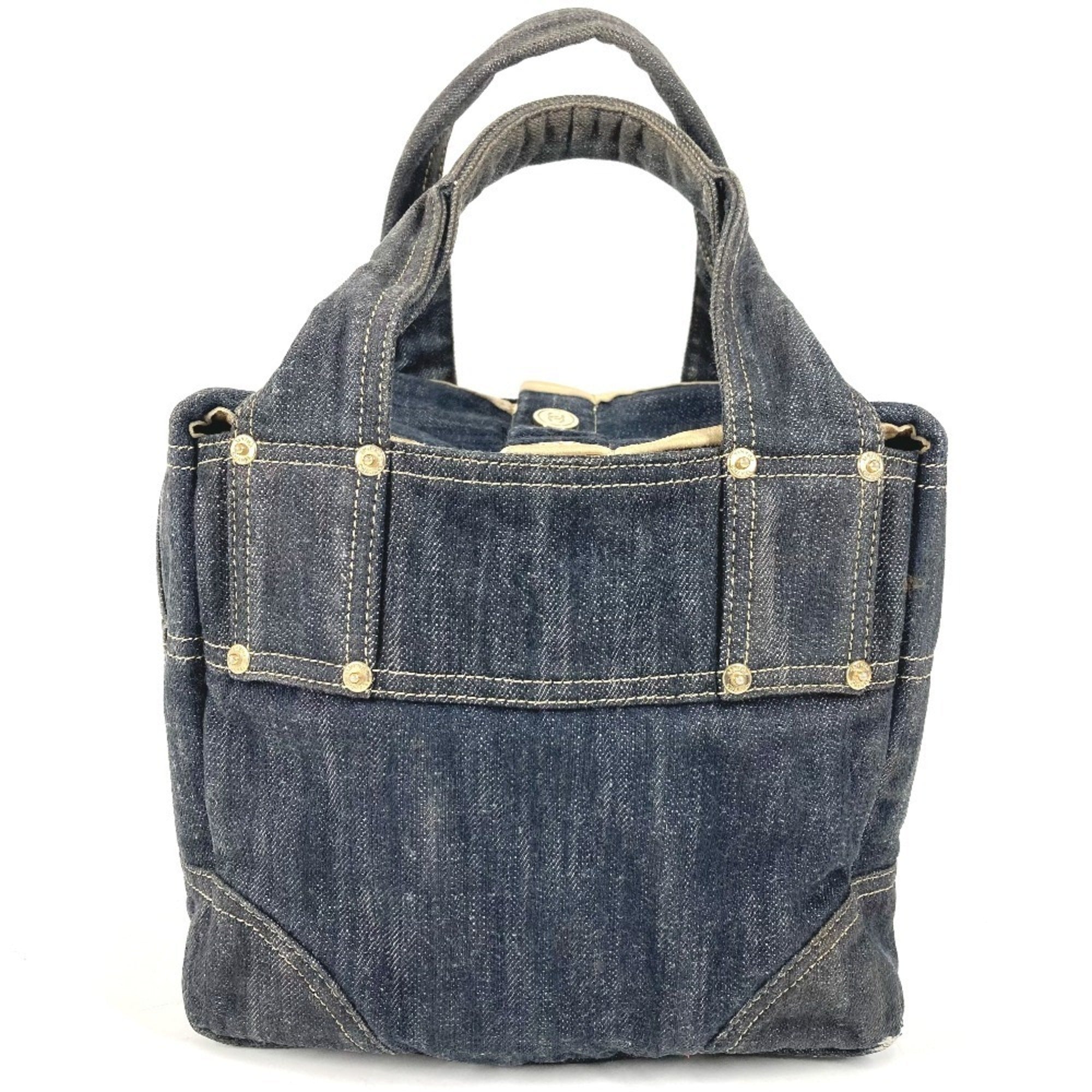 Chanel Denim Blue Denim Handbag Tote Bag (Pre-Owned)