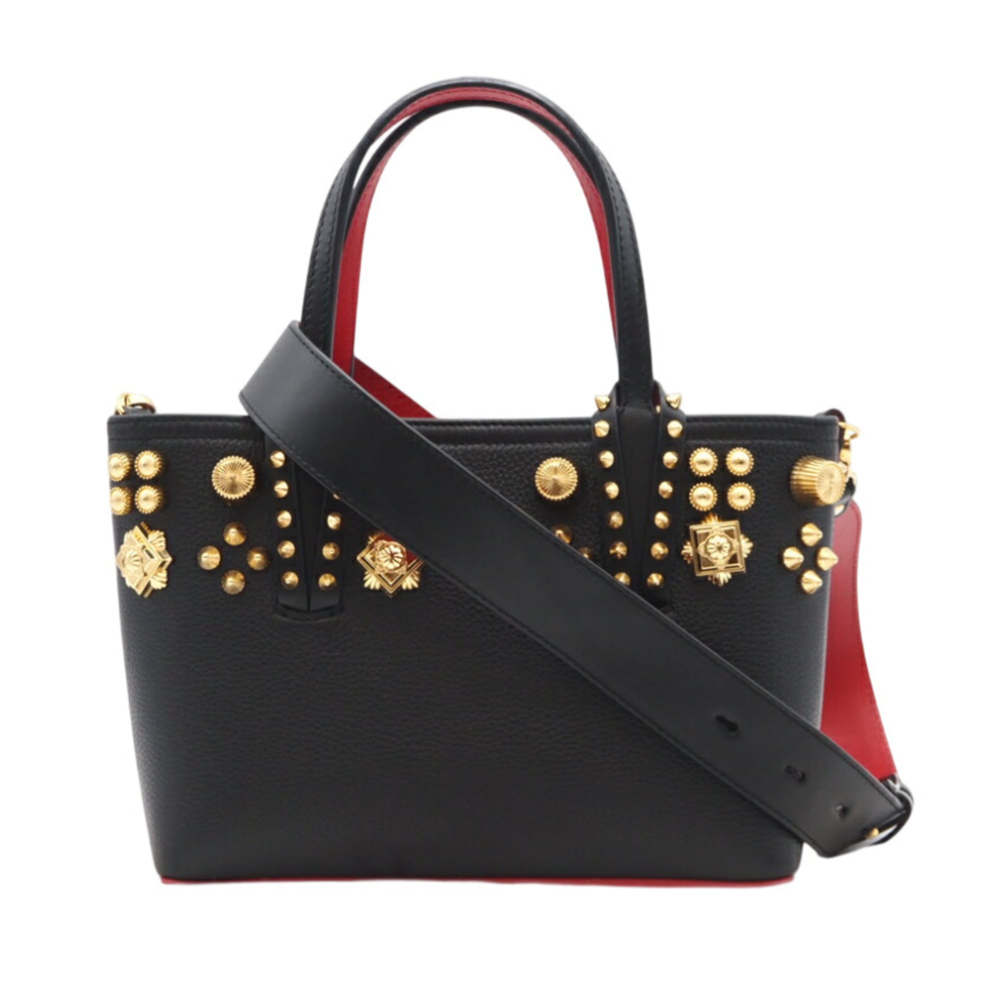 Christian Louboutin Black Red Color Leather Shoulder Bag (Pre-Owned)