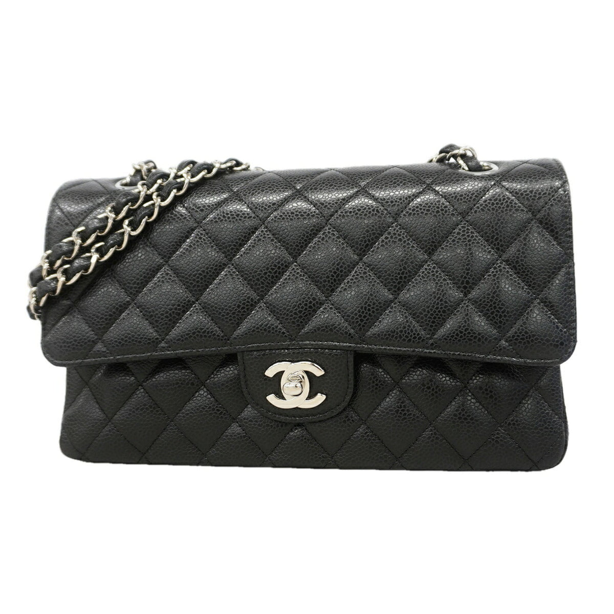 Chanel Black Grained Calfskin Shoulder Bag (Pre-Owned)