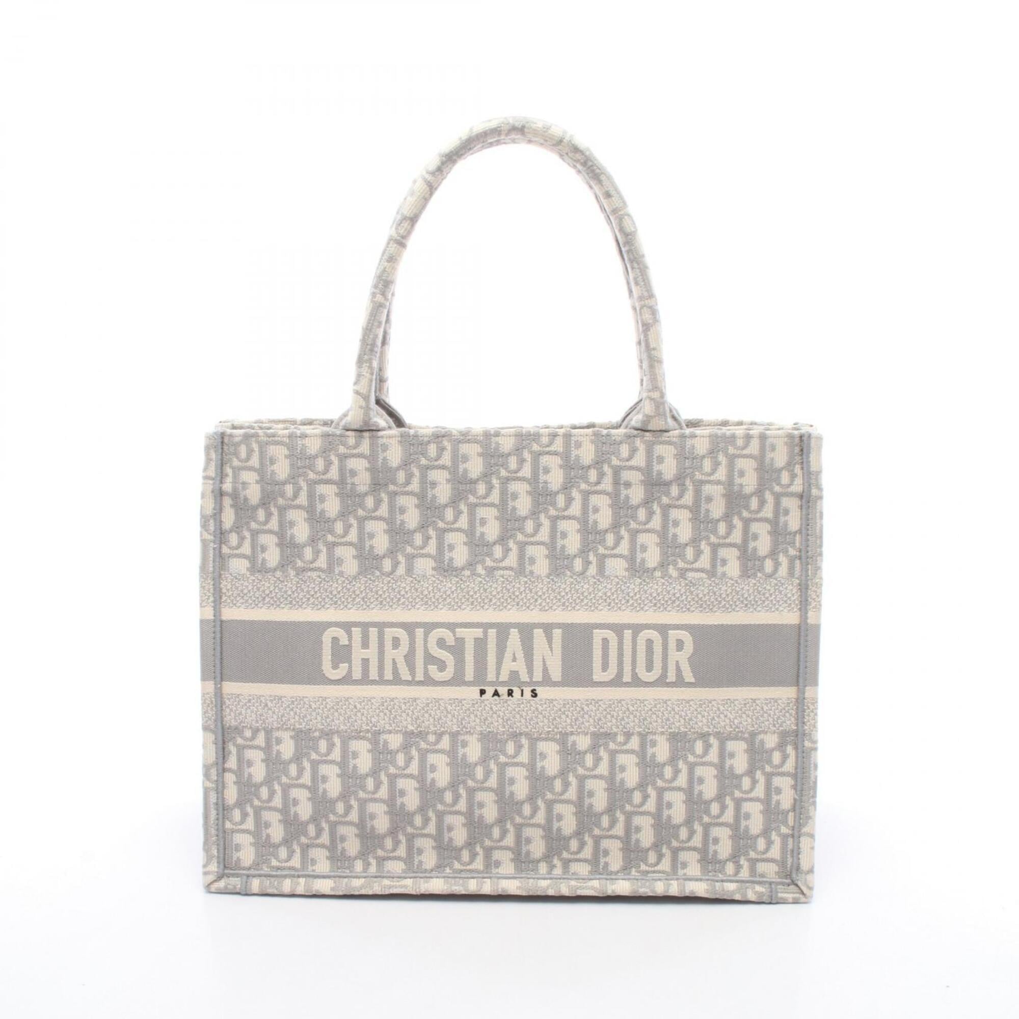 Christian Dior Gray White Canvas Handbag Tote Bag (Pre-Owned)