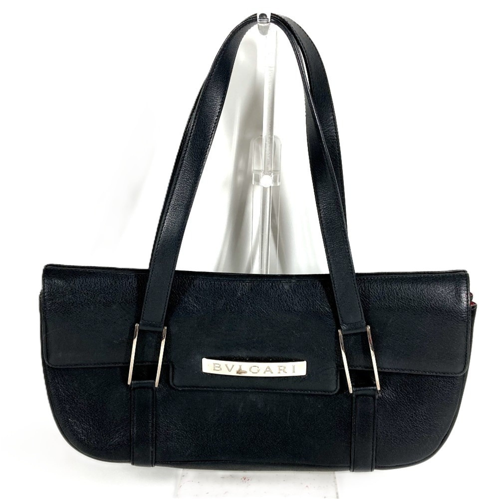 Bvlgari Black Leather Shoulder Bag Tote Bag (Pre-Owned)