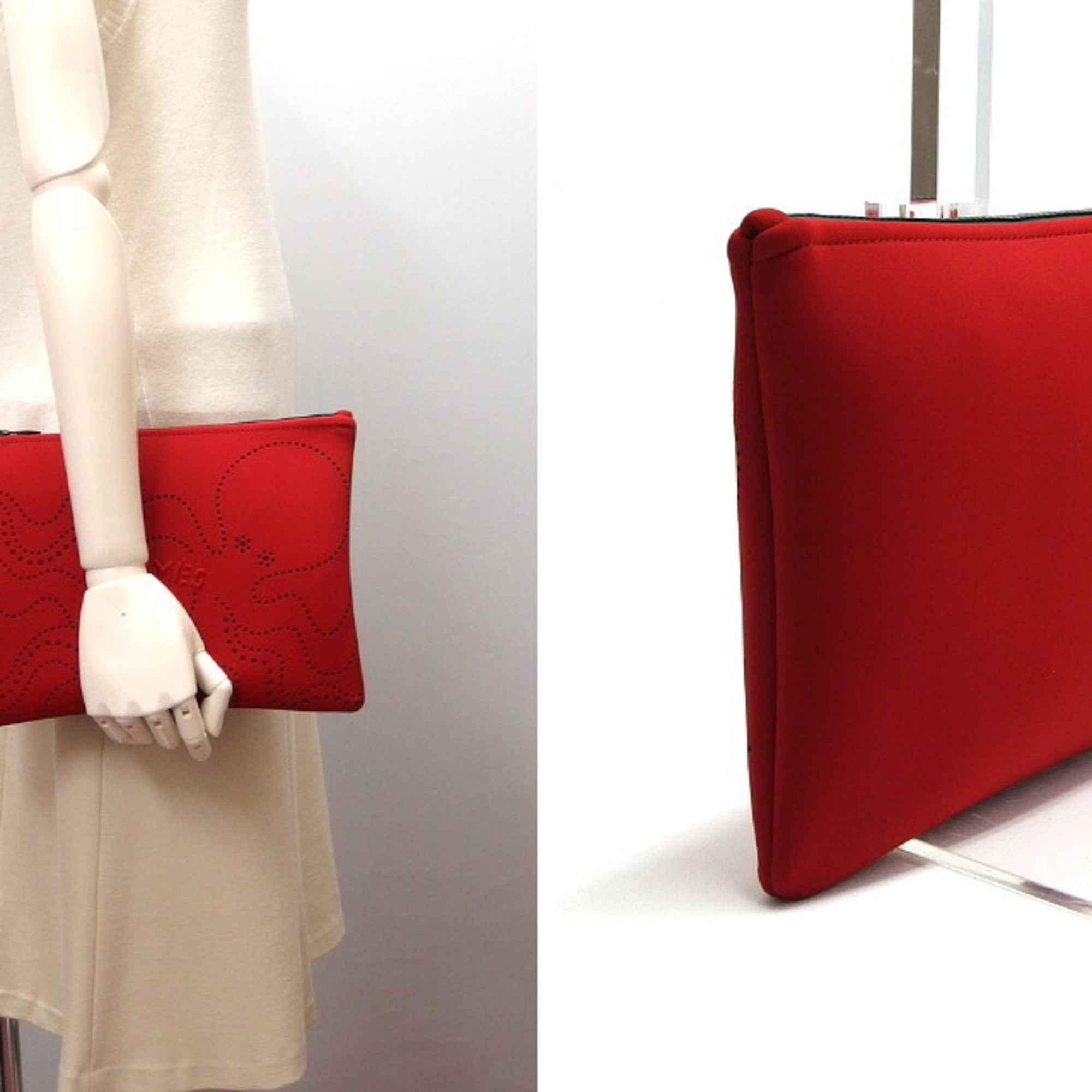 Hermes Red Color Polyamide 80% Pouch (Pre-Owned)