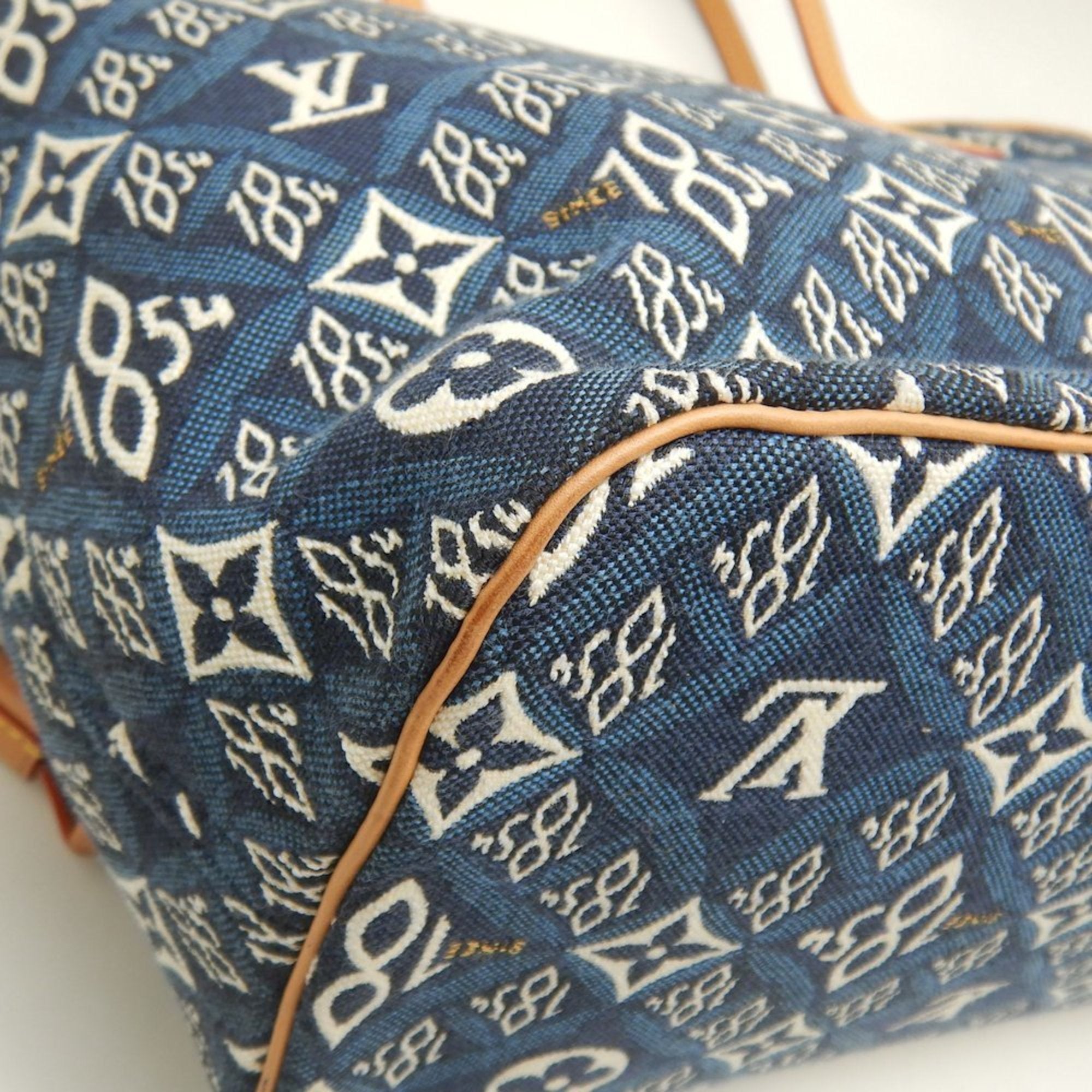 Louis Vuitton Blue Monogram Monogram Cotton Canvas Leather Tote Bag (Pre-Owned)
