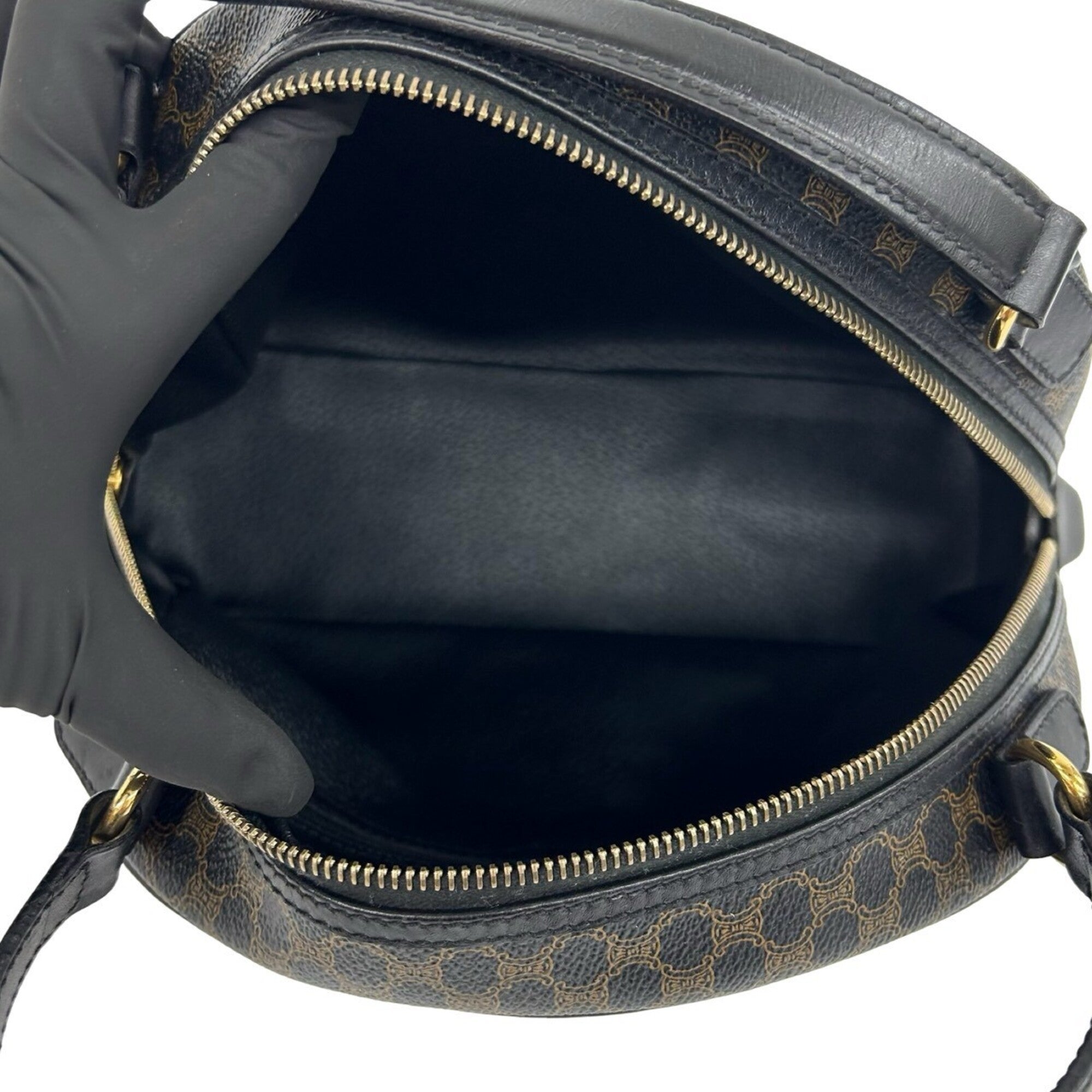 Celine Black Brown Leather Pvc Boston Bag Handbag (Pre-Owned)