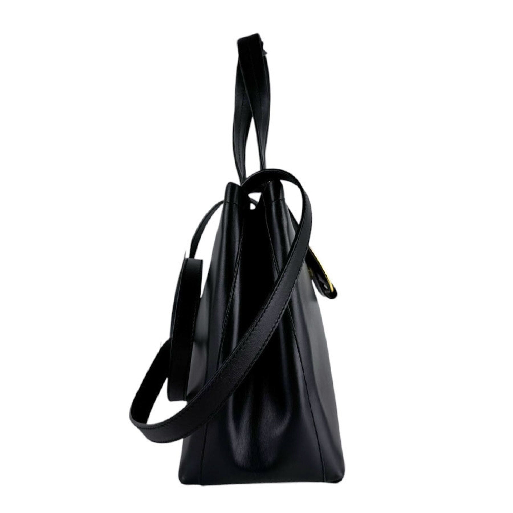 Salvatore Ferragamo Black Leather Handbag Shoulder Bag (Pre-Owned)