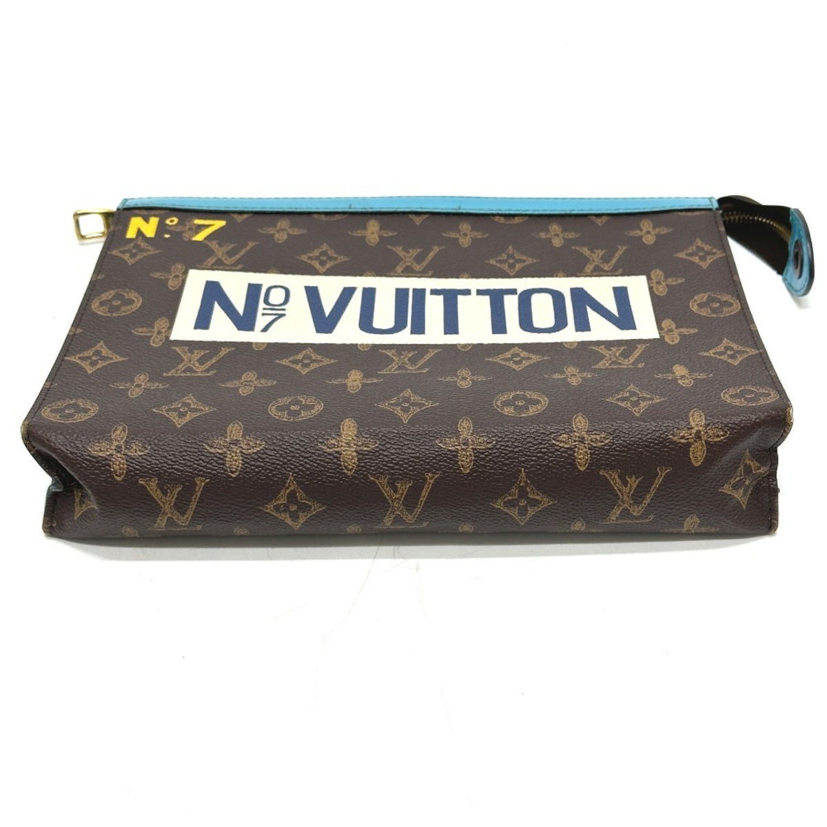 Louis Vuitton Blue Brown Monogram Clutch Bag Pochette (Pre-Owned)