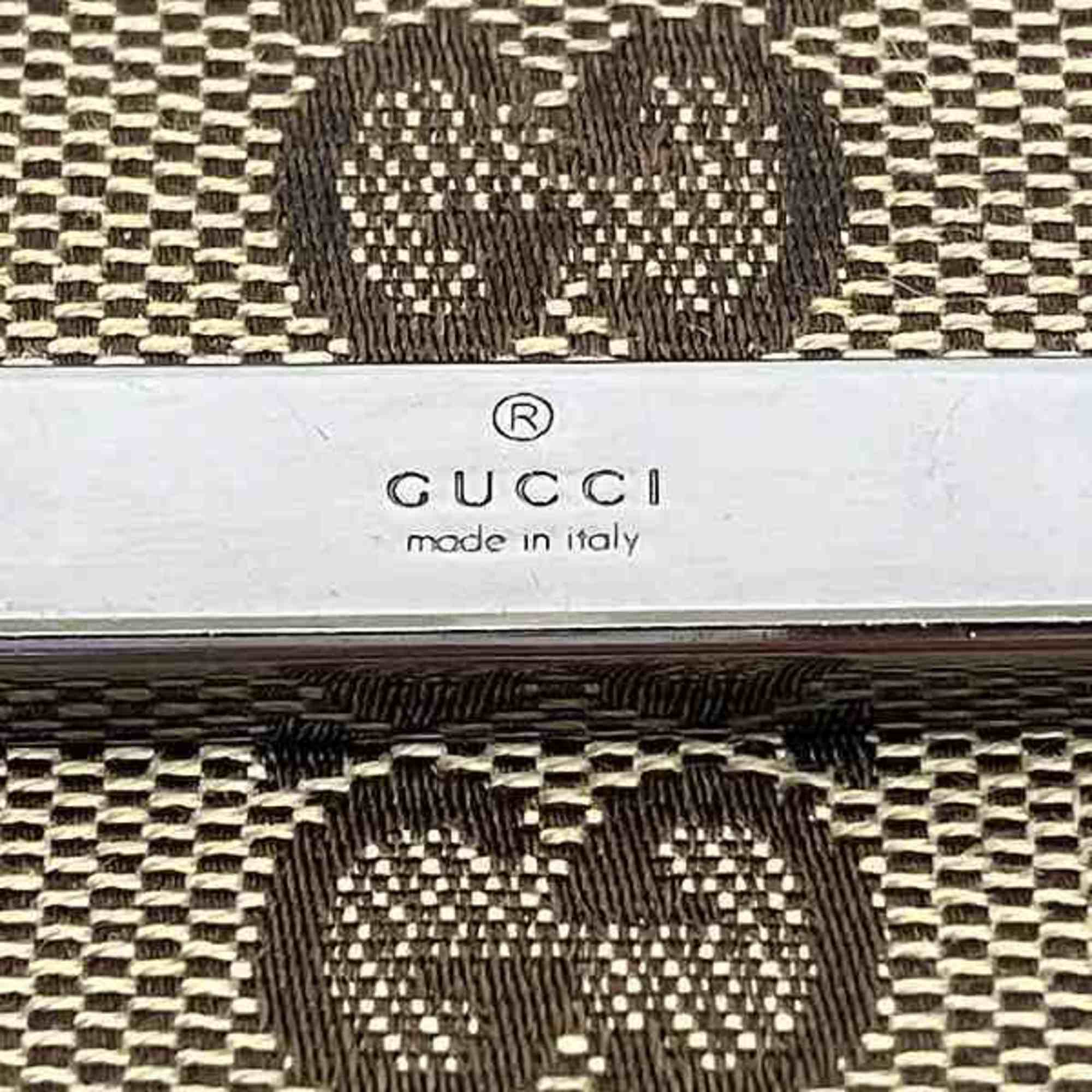 Gucci Beige Brown Canvas Leather Long Wallet (Bi-Fold) (Pre-Owned)