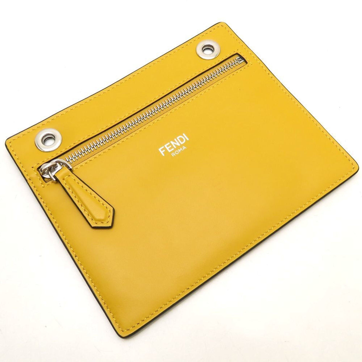 Fendi Dark Brown Yellow Leather Shoulder Bag (Pre-Owned)