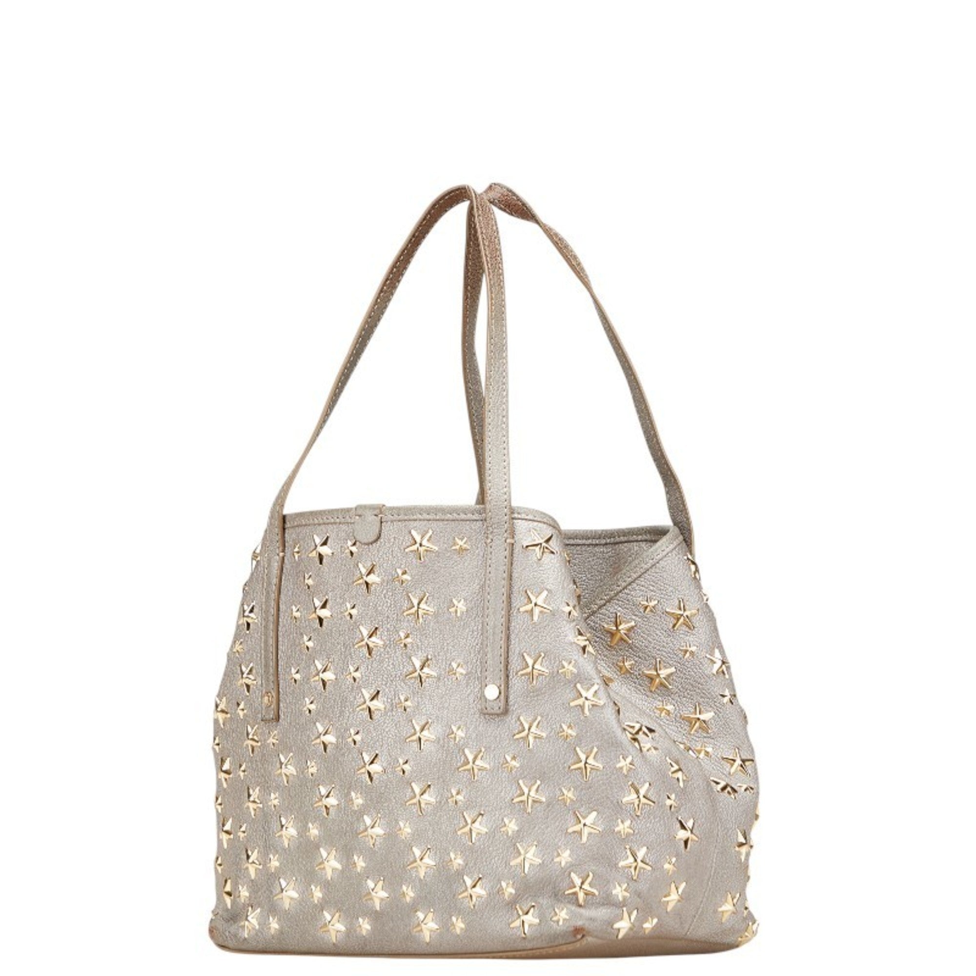 Jimmy Choo Gray Leather Handbag Tote Bag (Pre-Owned)