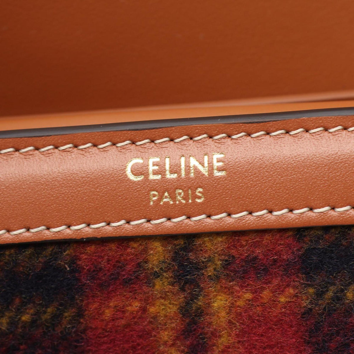 Celine Brown Multi-Color Navy Wool Leather Wallet (Tri-Fold) (Pre-Owned)