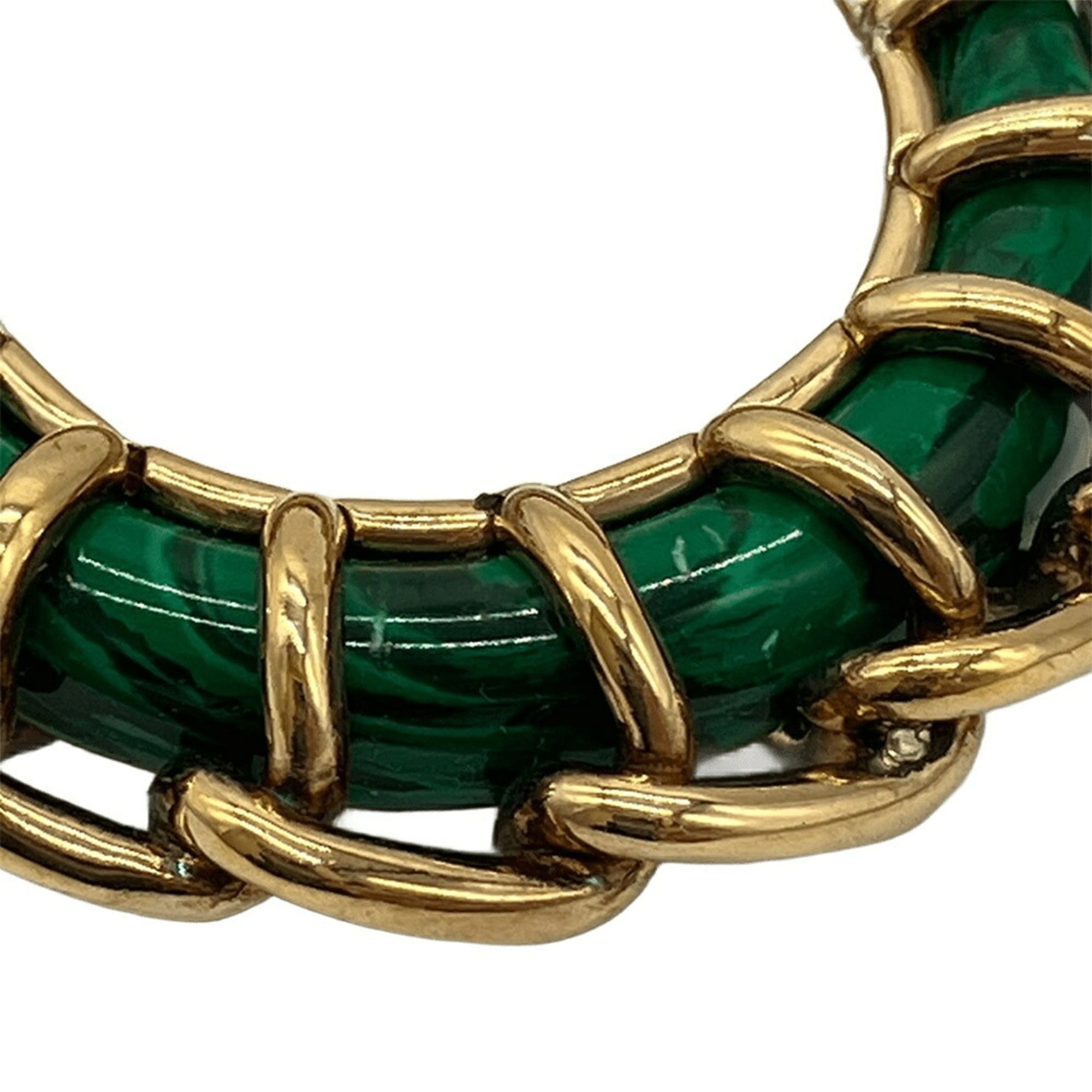 Bottega Veneta Green Resin Silver 925 Band Ring (Pre-Owned)