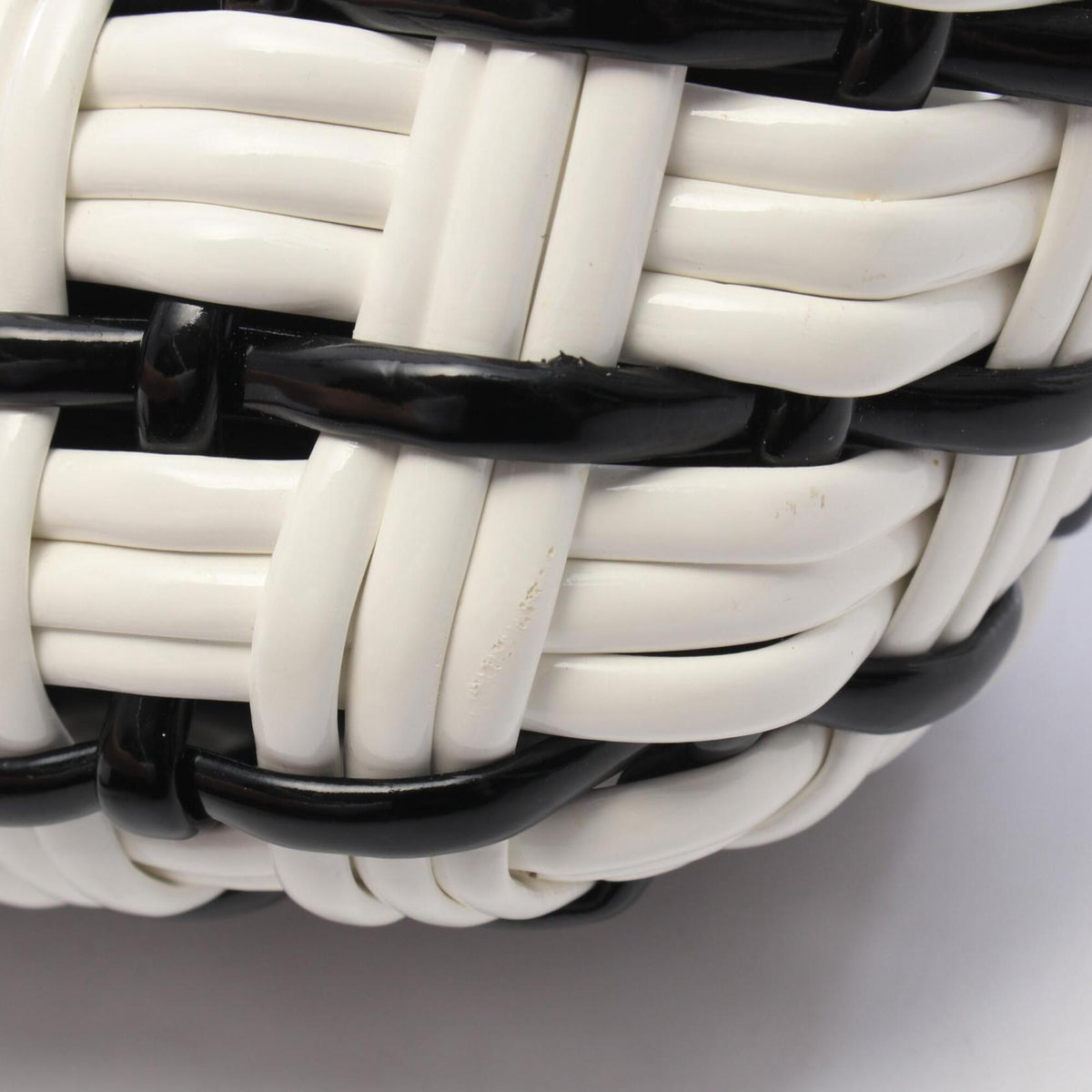 Balenciaga Black White Leather Basket Handbag (Pre-Owned)