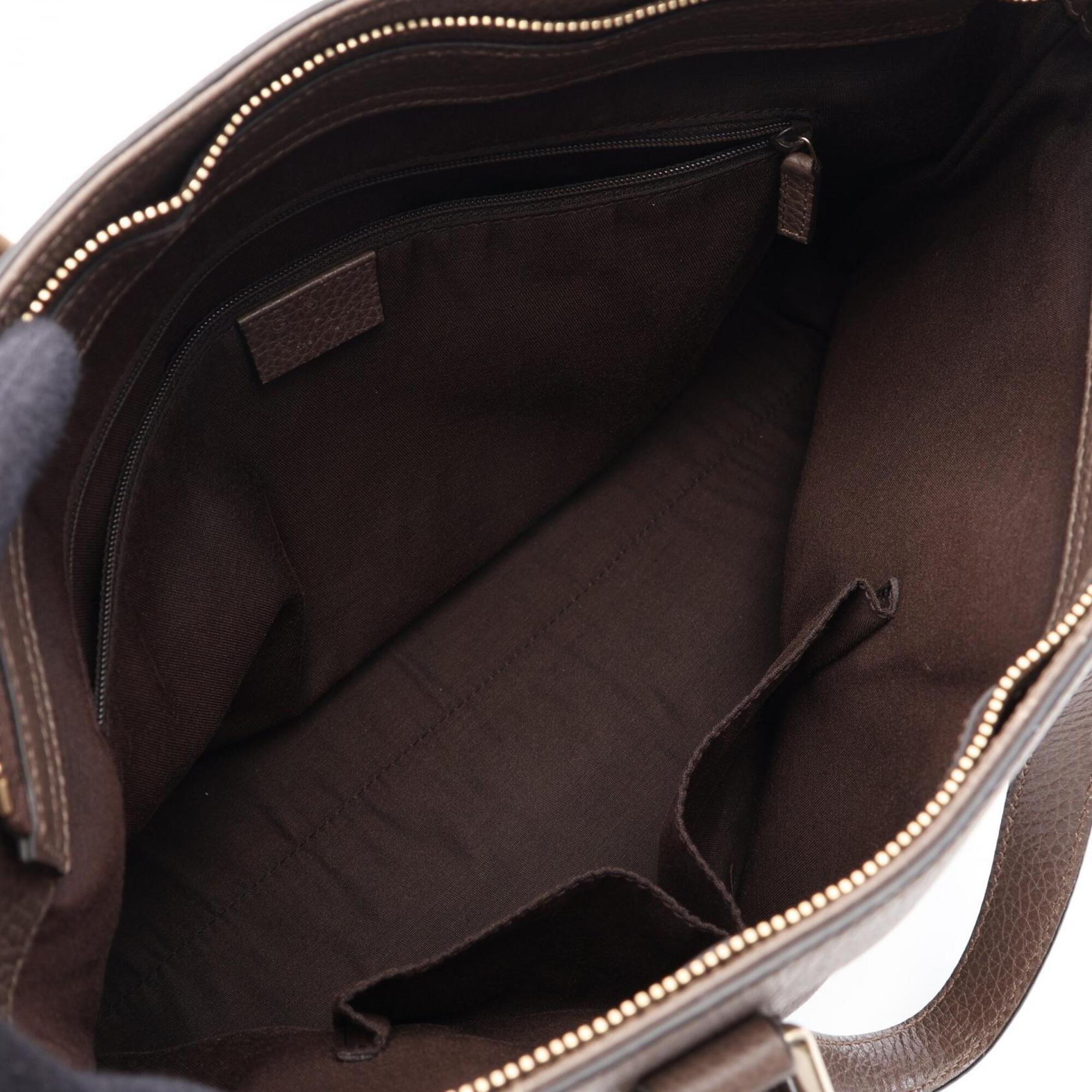 Gucci Gray Leather Handbag Tote Bag (Pre-Owned)