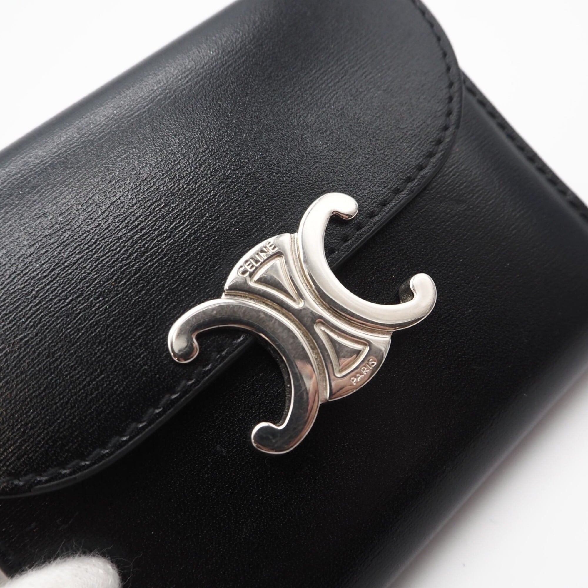 Celine Black Leather Wallet (Tri-Fold) (Pre-Owned)