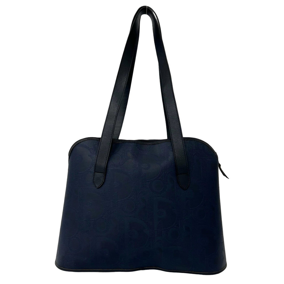 Christian Dior Black Navy Leather Pvc Shoulder Bag Tote Bag (Pre-Owned)