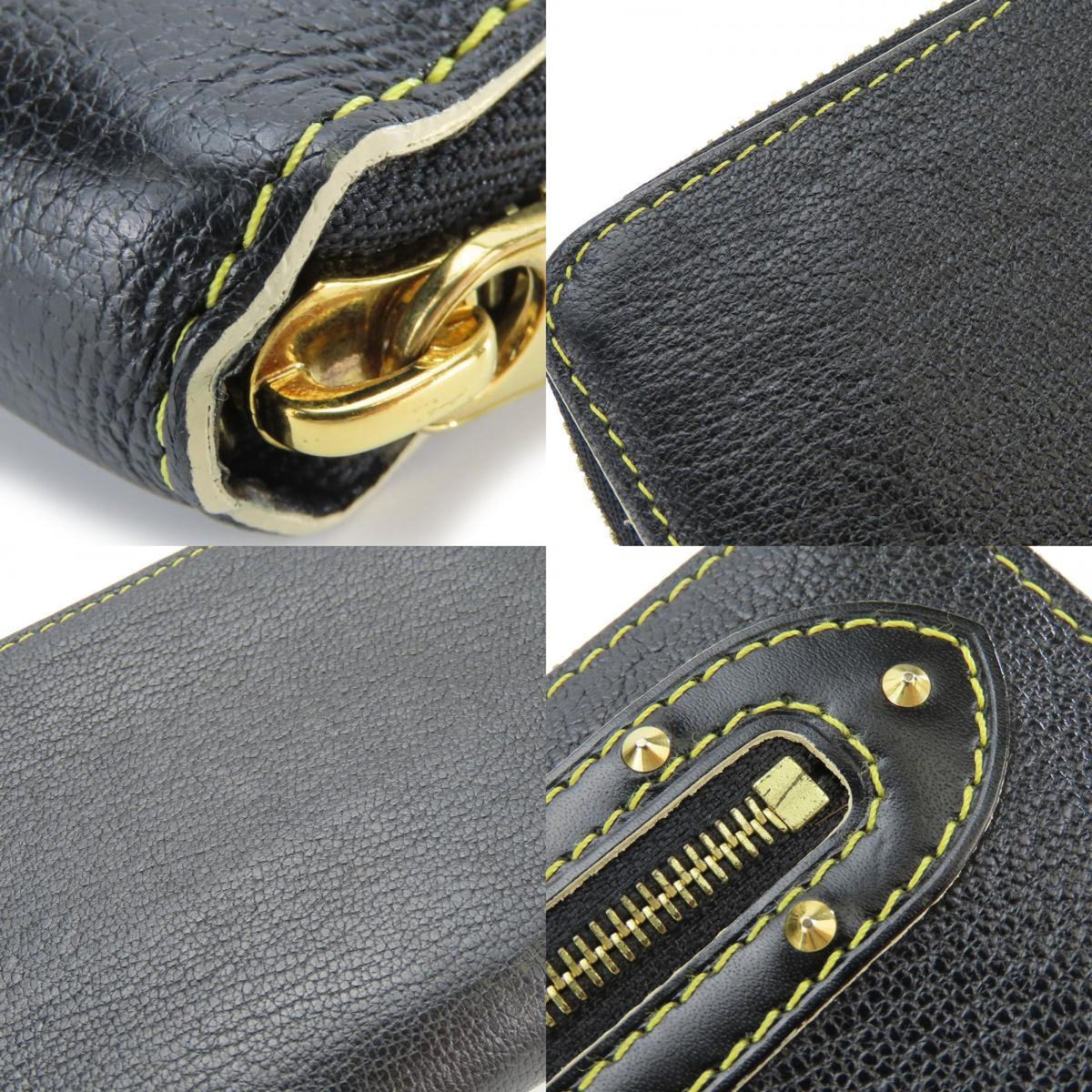 Louis Vuitton Black Leather Long Wallet (Bi-Fold) (Pre-Owned)