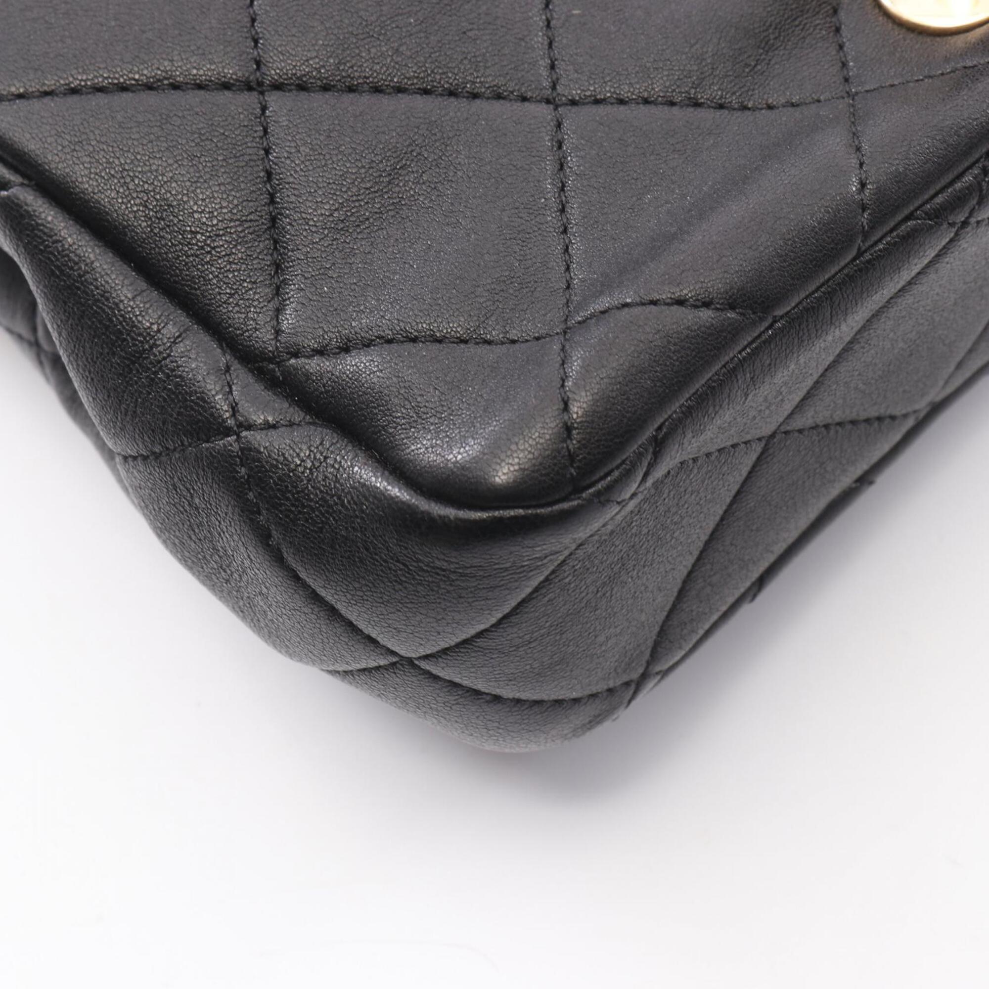 Chanel Black Leather Handbag Shoulder Bag (Pre-Owned)