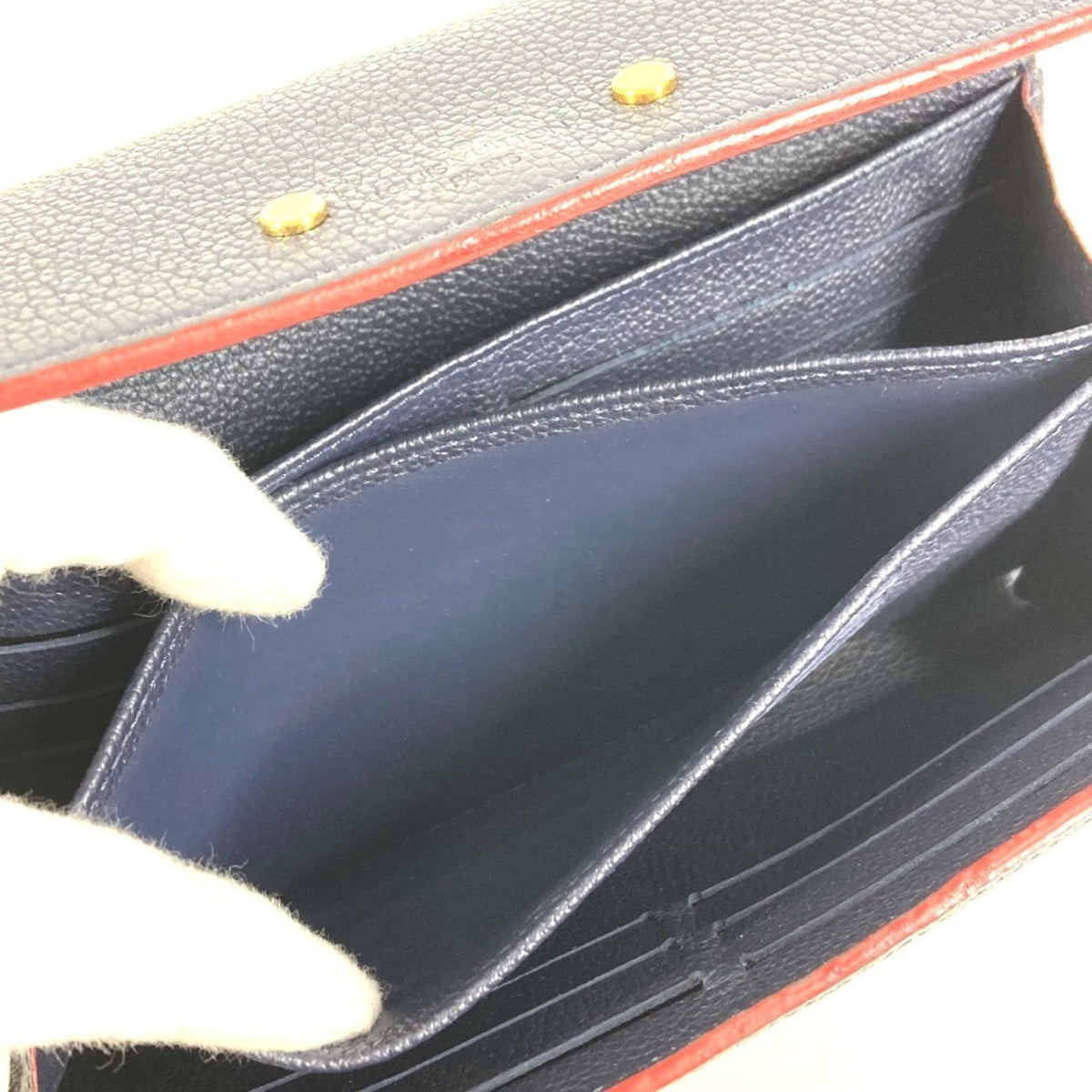 Louis Vuitton Galle Marine Rouge Navy Red Color Monogram Empreinte Long Bill Wallet (Bi-Fold) (Pre-Owned)
