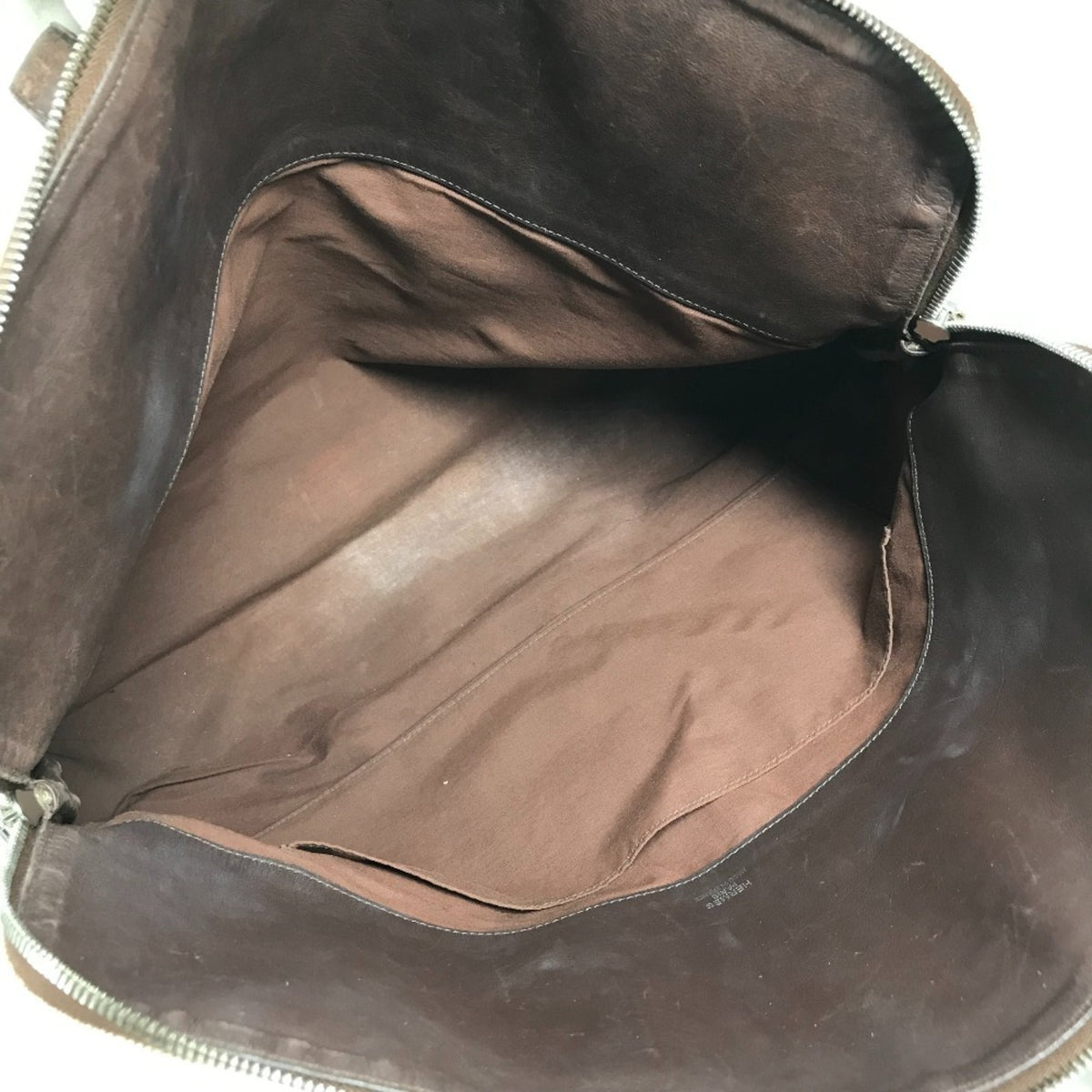 Hermes Beige Brown Leather Canvas Handbag Tote Bag (Pre-Owned)