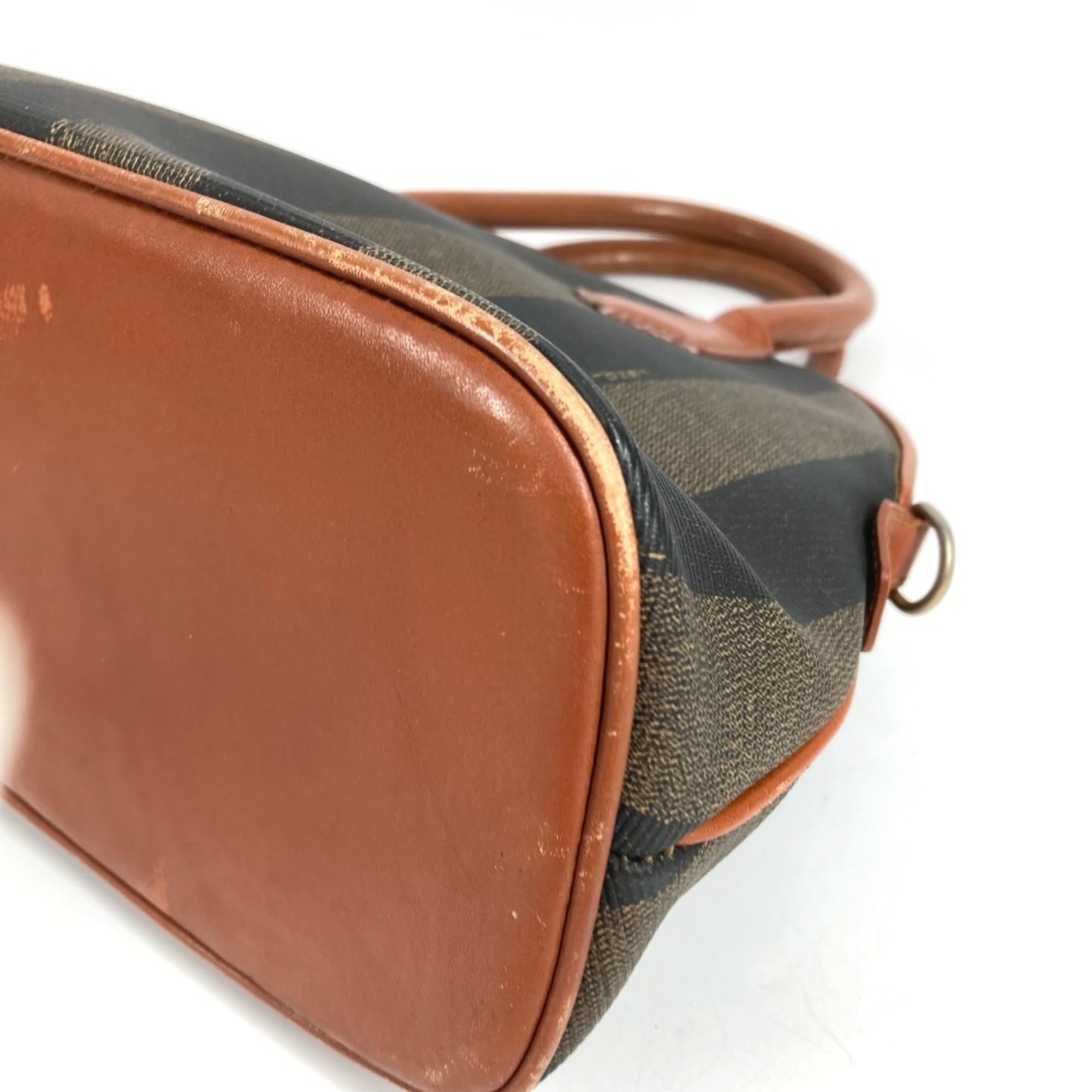 Fendi Brown Khaki Pvc Leather Handbag Tote Bag (Pre-Owned)