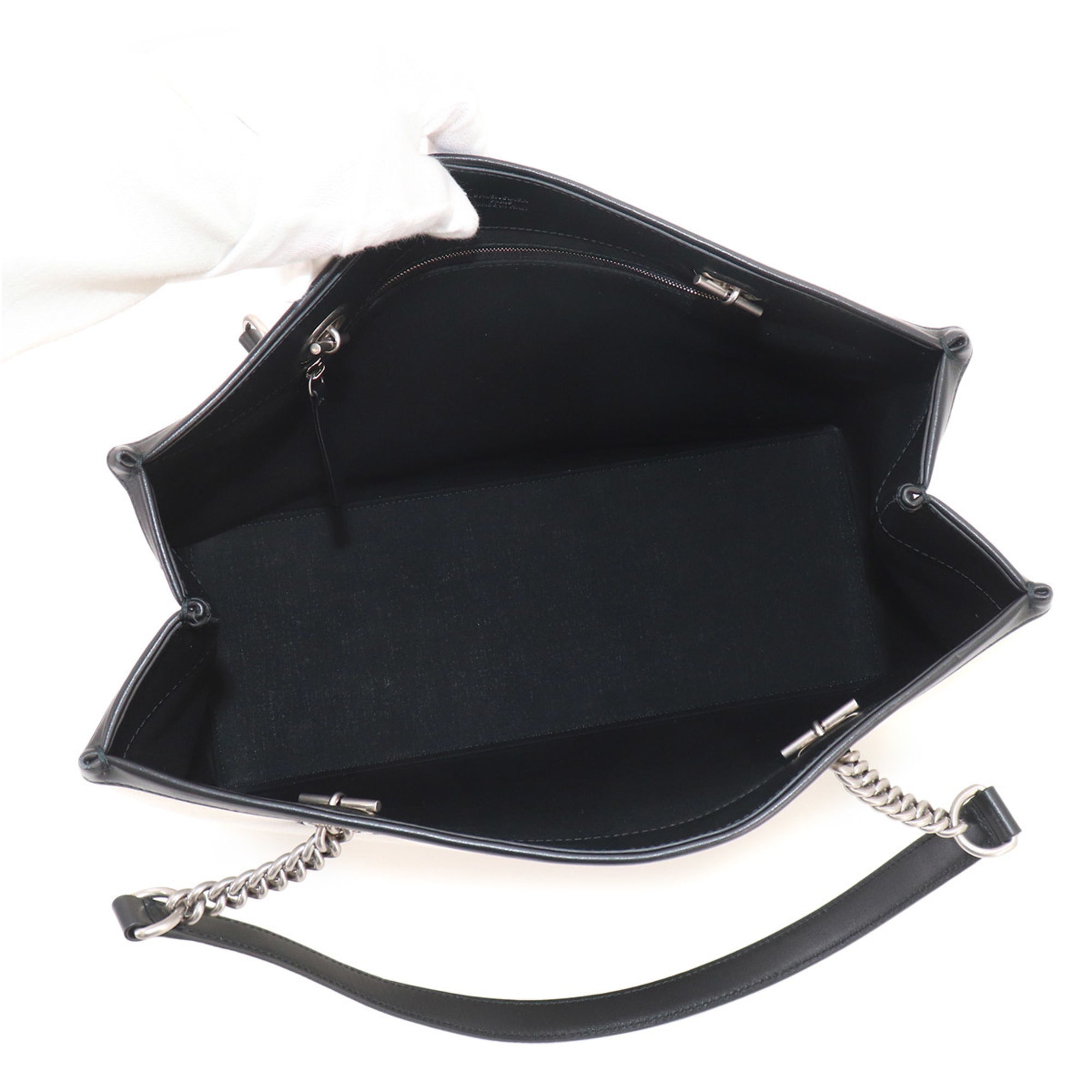 Balenciaga Black White Canvas Leather Handbag Tote Bag (Pre-Owned)