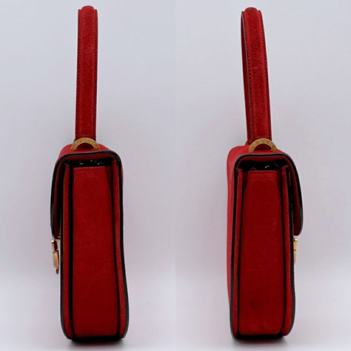 Celine Red Color Suede Leather Handbag (Pre-Owned)