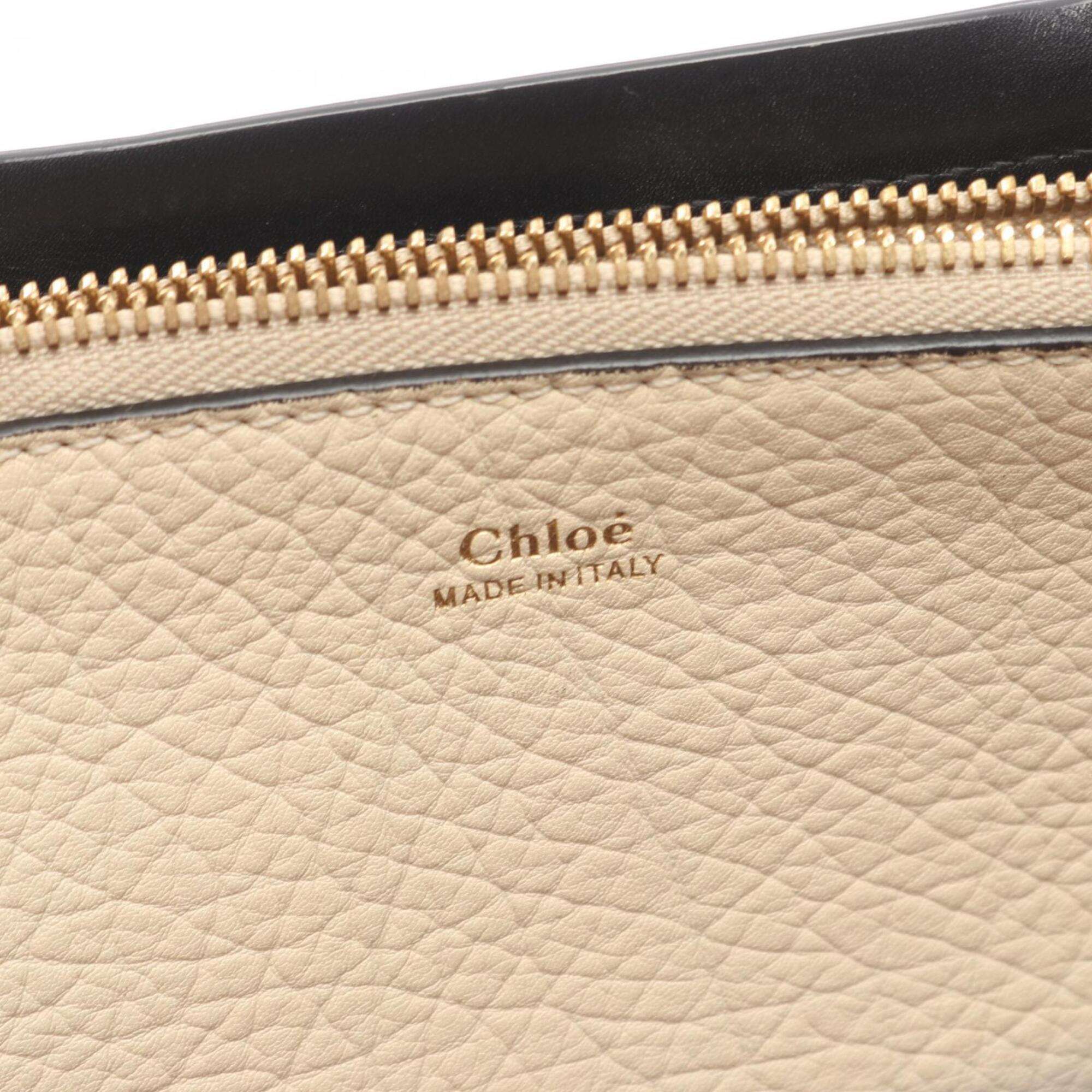 Chloé Black Ivory Leather Handbag Tote Bag (Pre-Owned)
