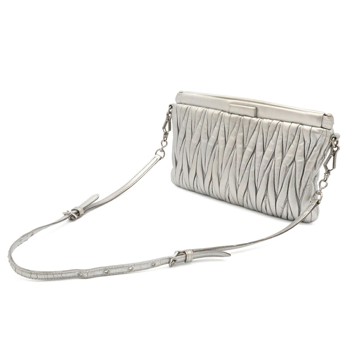Miu Miu Metallic Leather Clutch Bag Pochette Shoulder Bag (Pre-Owned)