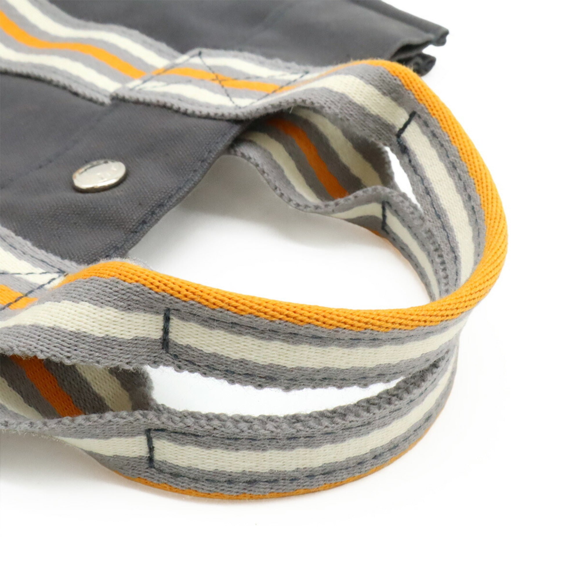 Hermes Gray Orange White Canvas Handbag Tote Bag (Pre-Owned)
