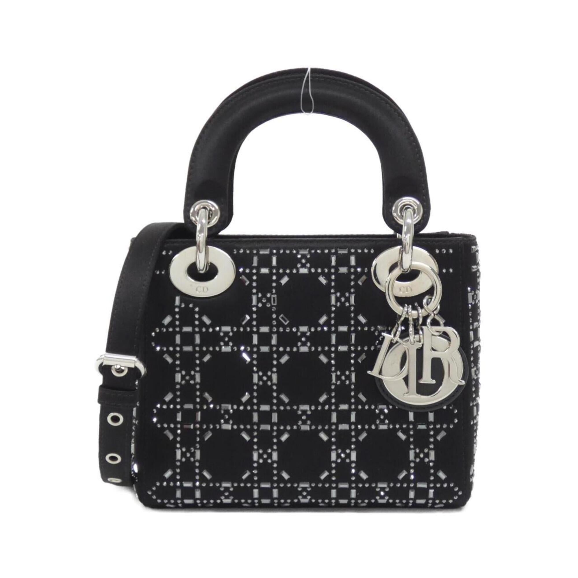 Christian Dior Black White Satin Handbag (Pre-Owned)