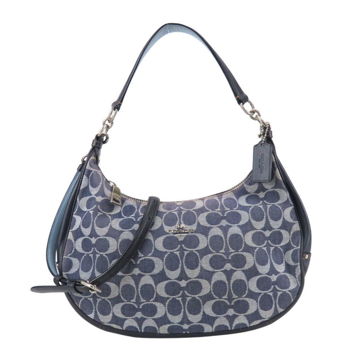 Coach Navy Signature Line Shoulder Bag (Pre-Owned)
