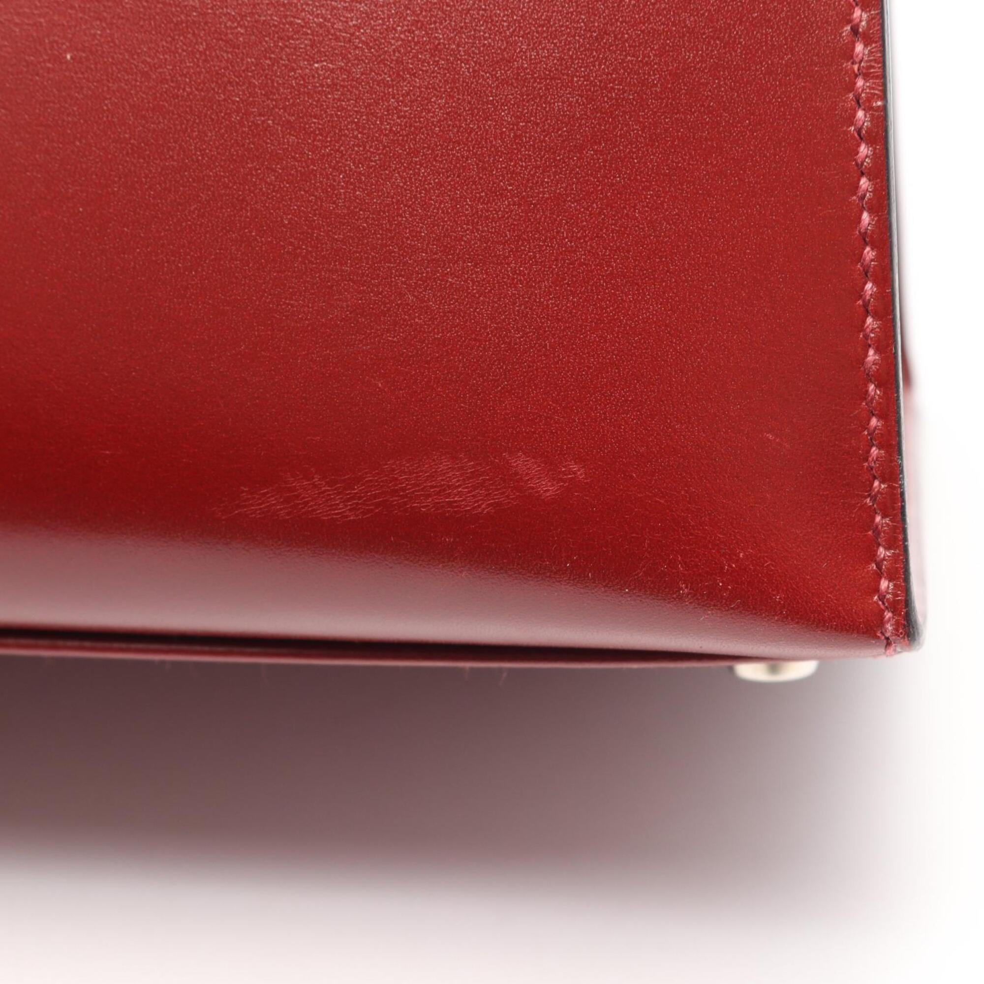 Hermes Bordeaux Box Calf Leather Handbag (Pre-Owned)