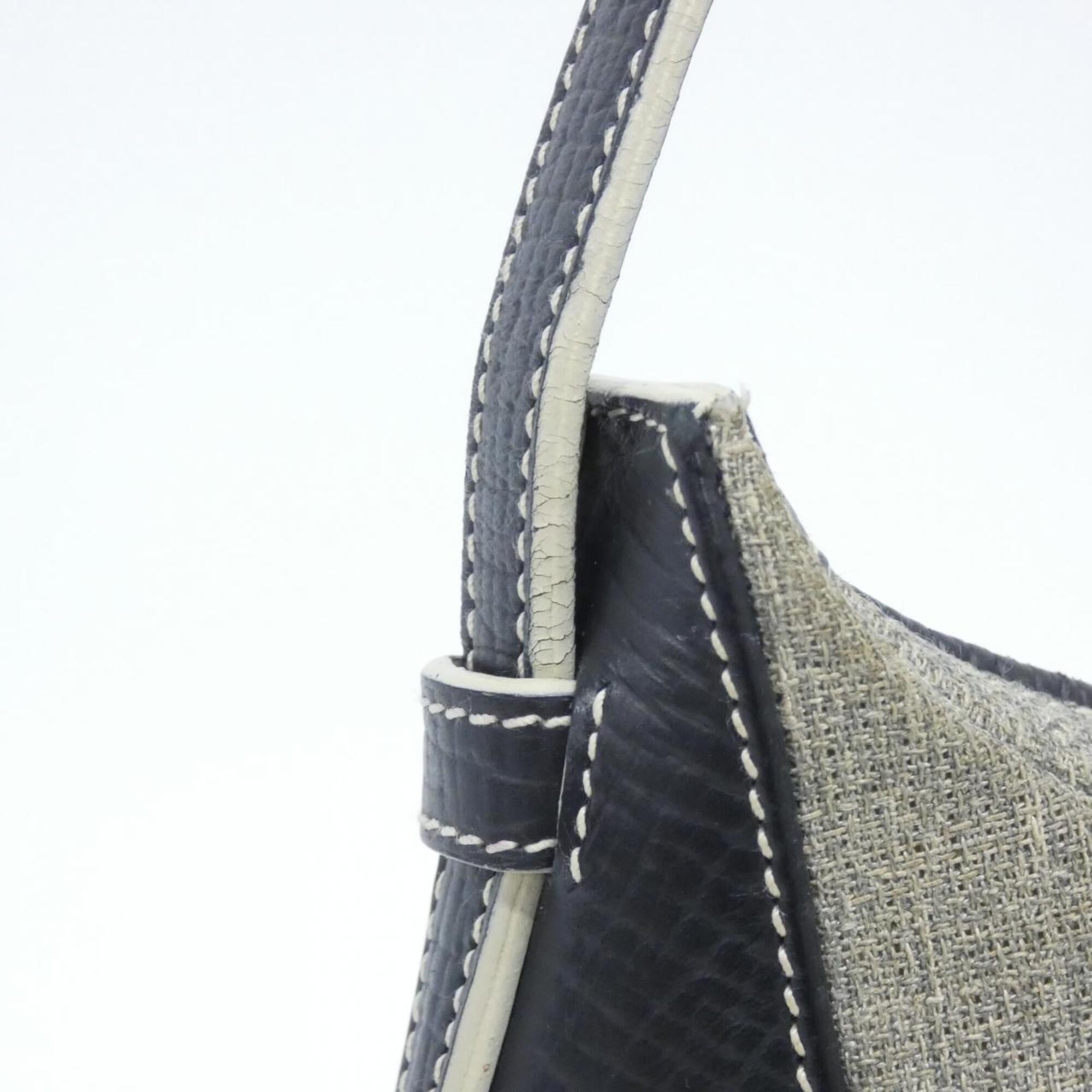 Loewe Gray Navy Canvas Leather Shoulder Bag (Pre-Owned)