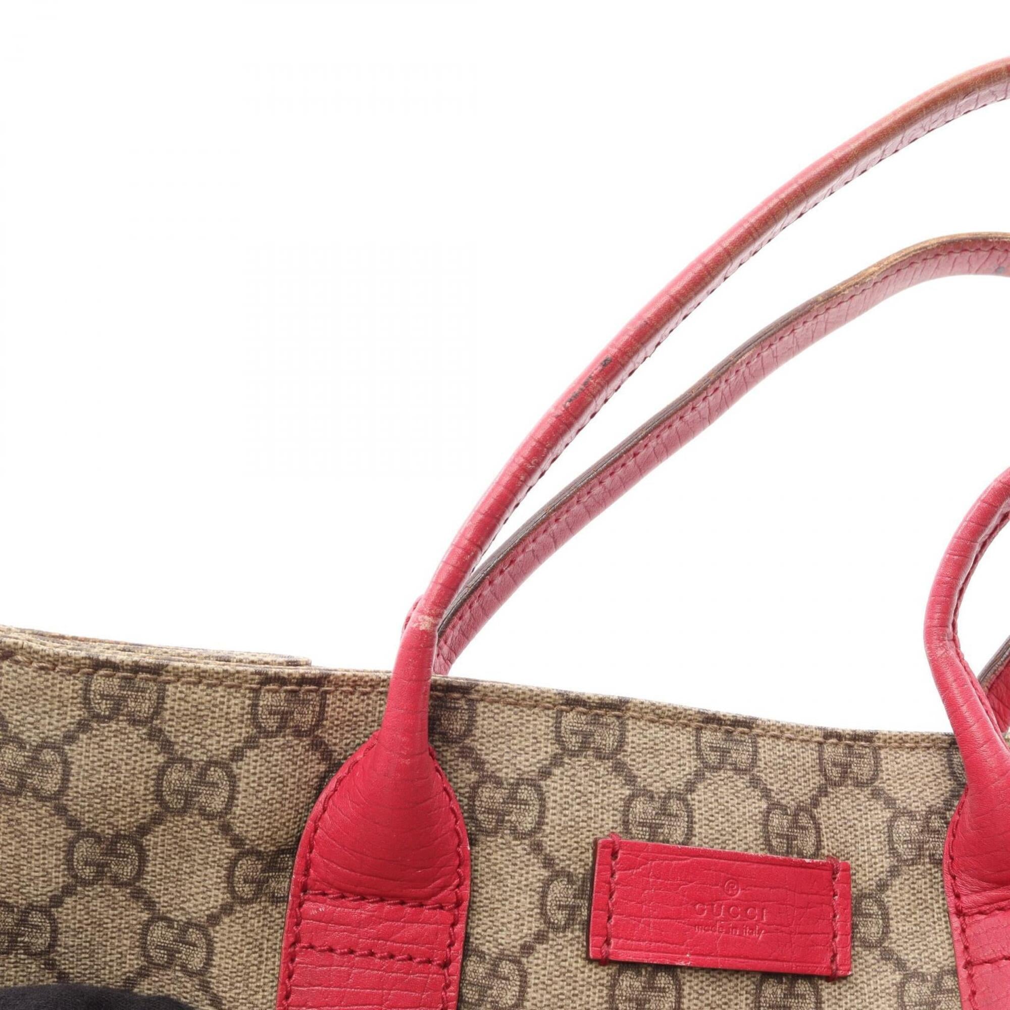 Gucci Beige Pink Pvc Coated Canvas Leather Handbag Tote Bag (Pre-Owned)