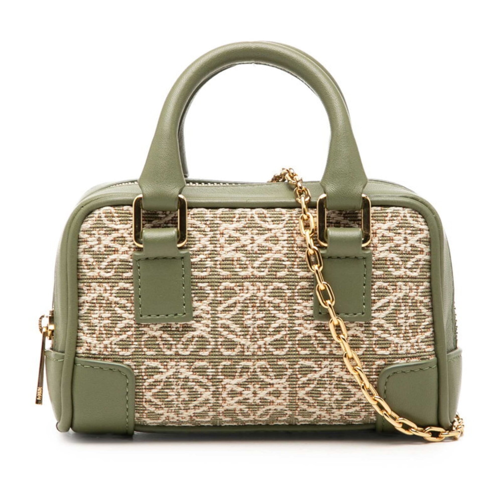 Loewe Green Canvas Handbag Shoulder Bag (Pre-Owned)