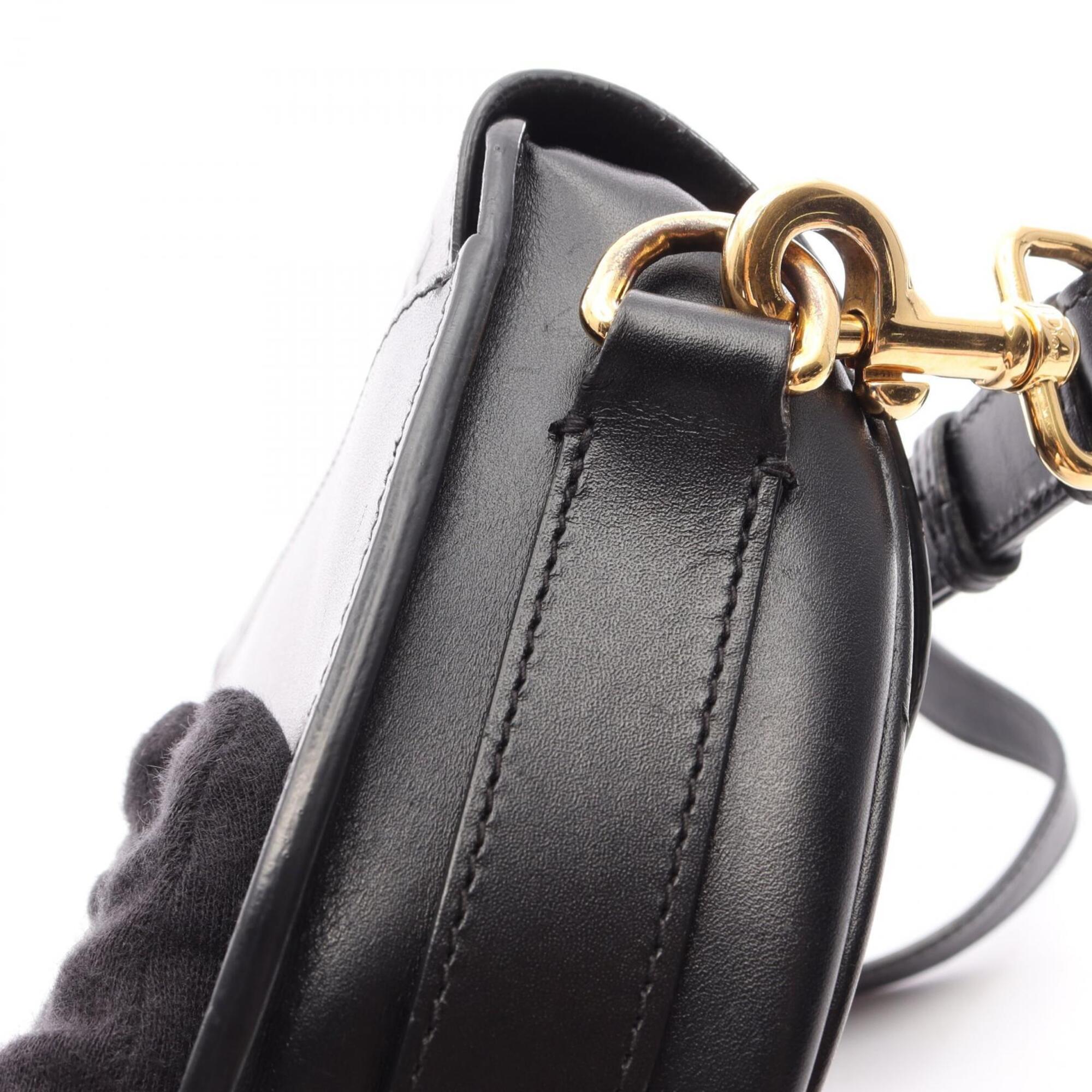Christian Dior Black Leather Handbag Shoulder Bag (Pre-Owned)