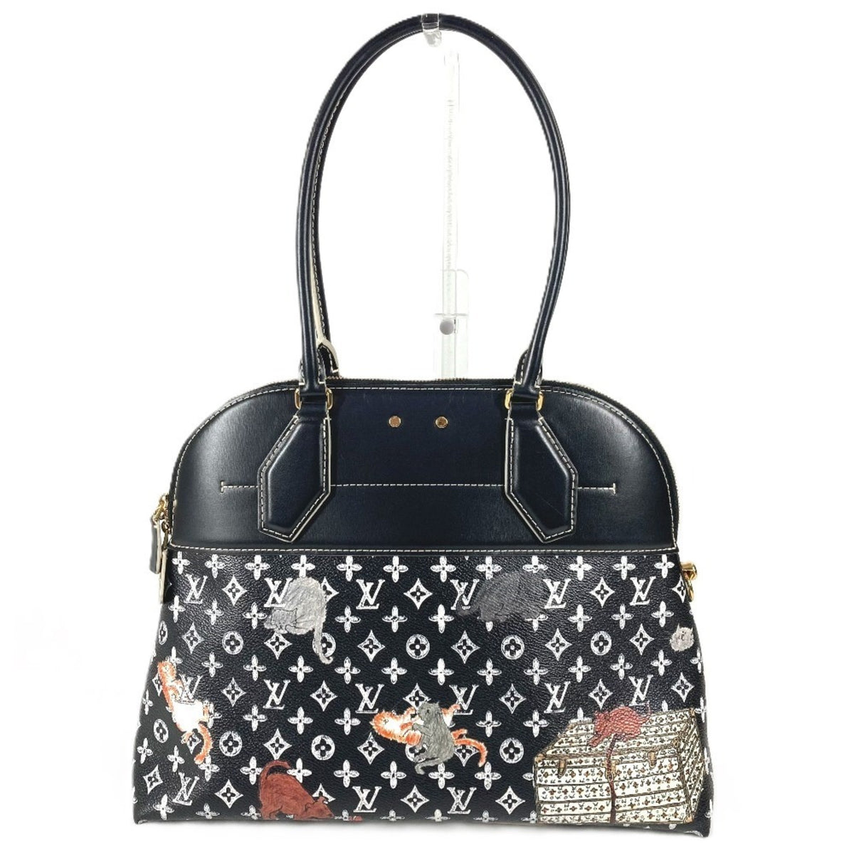 Louis Vuitton Black Noir Leather Shoulder Bag Tote Bag (Pre-Owned)