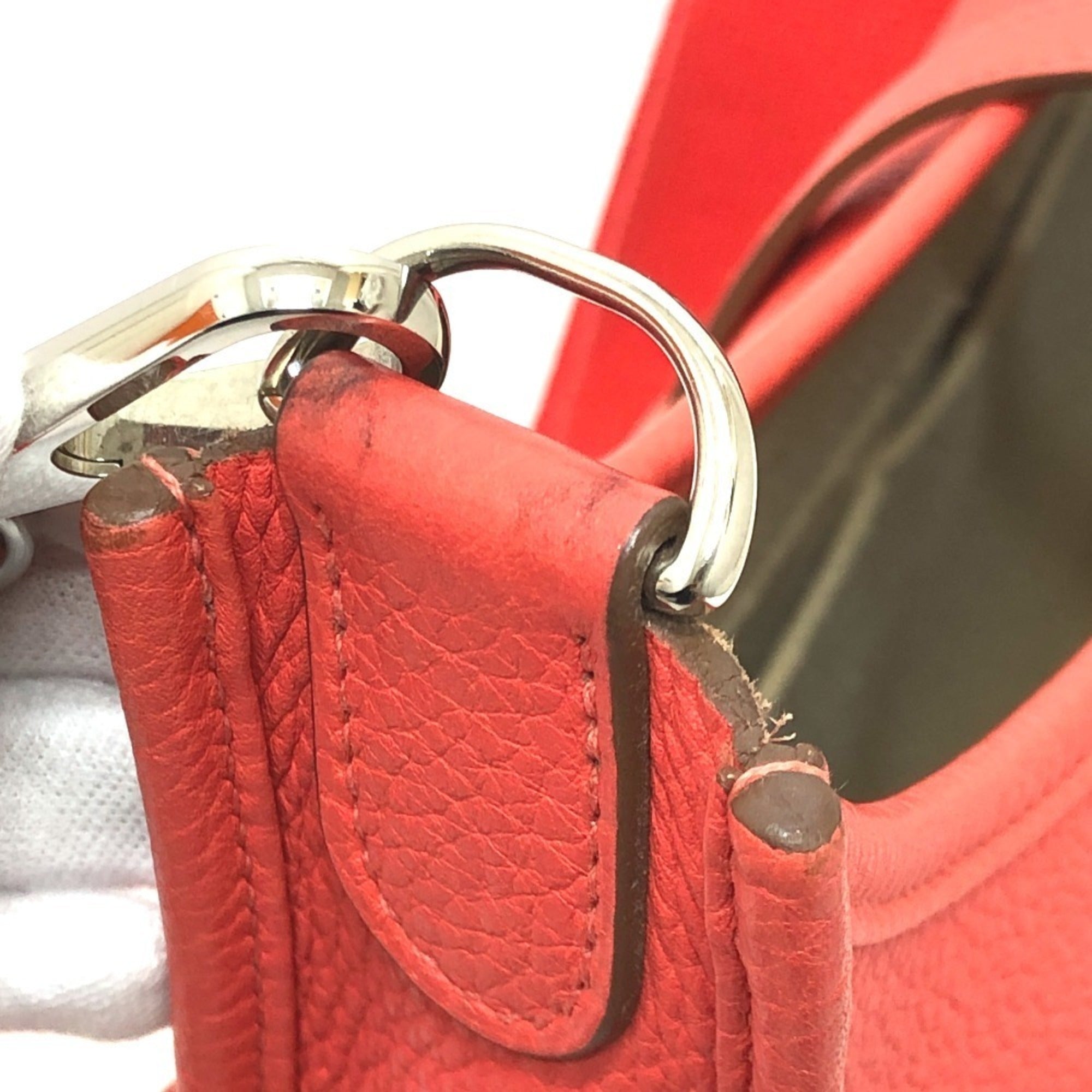 Hermes Red Color Taurillon Clemence Leather Shoulder Bag (Pre-Owned)