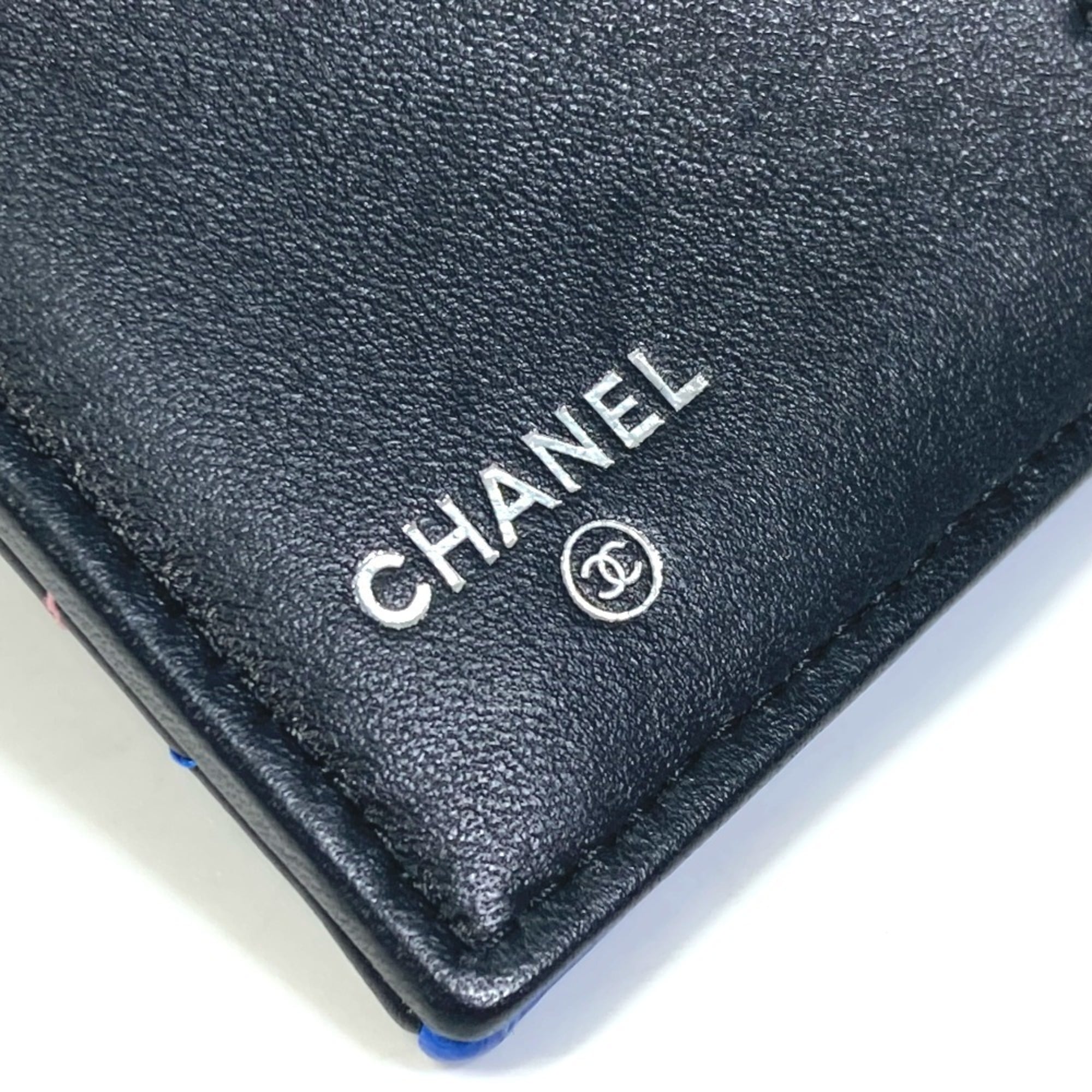 Chanel Black Leather Wallet (Tri-Fold) (Pre-Owned)