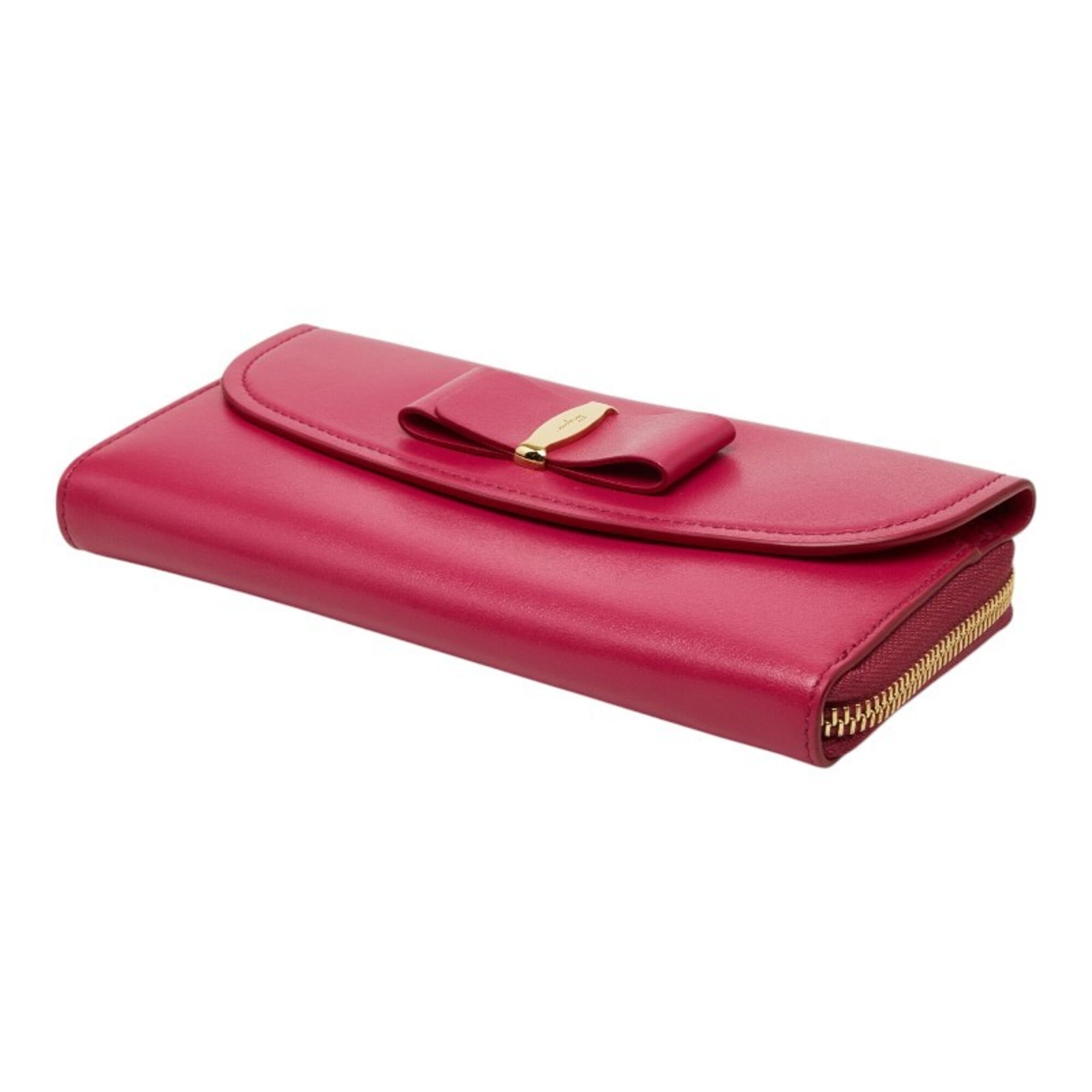 Salvatore Ferragamo Pink Leather Long Wallet (Bi-Fold) (Pre-Owned)