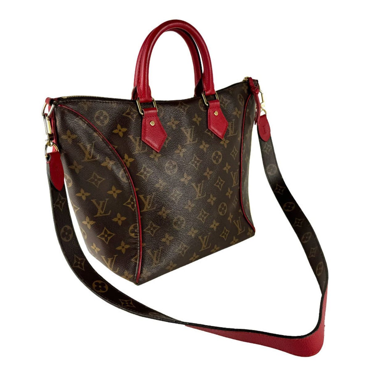 Louis Vuitton Brown Monogram Red Color Monogram Handbag Shoulder Bag (Pre-Owned)