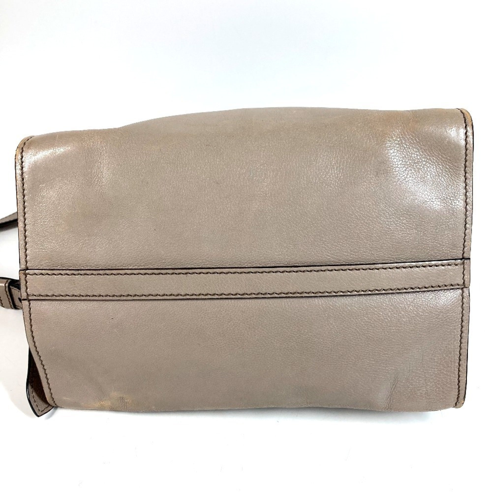 Prada Beige Leather Handbag Shoulder Bag Tote Bag (Pre-Owned)
