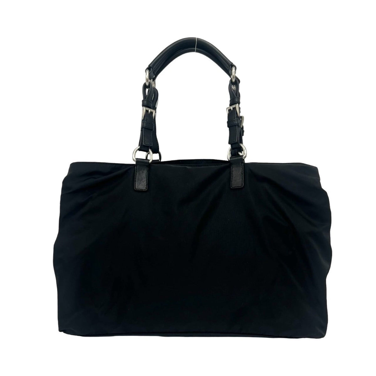 Prada Black Nylon Leather Shoulder Bag Tote Bag (Pre-Owned)