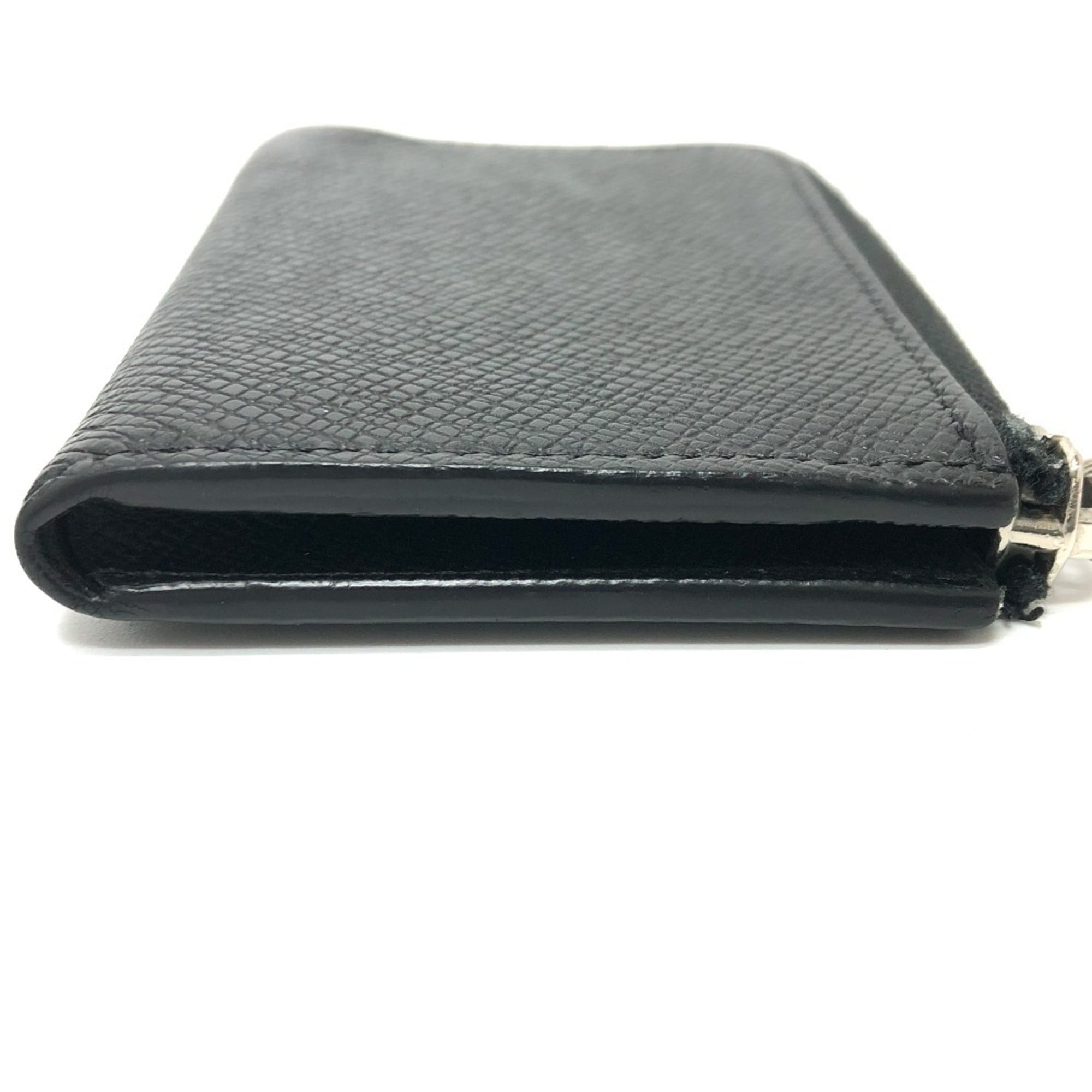 Louis Vuitton Taiga Black Galle Taiga Leather Coin Purse/Coin Case (Pre-Owned)