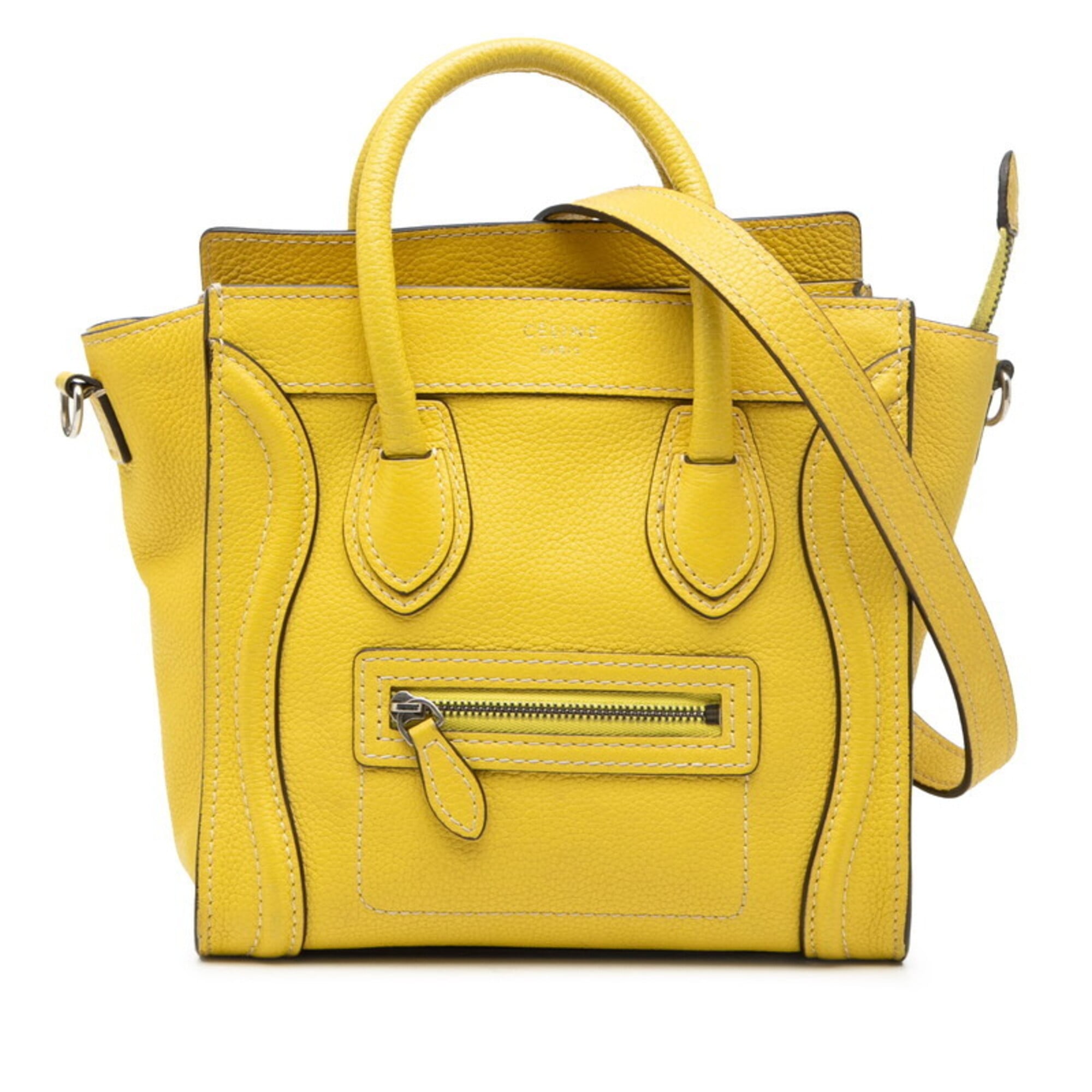Celine Luggage Yellow Leather Handbag Shoulder Bag (Pre-Owned)