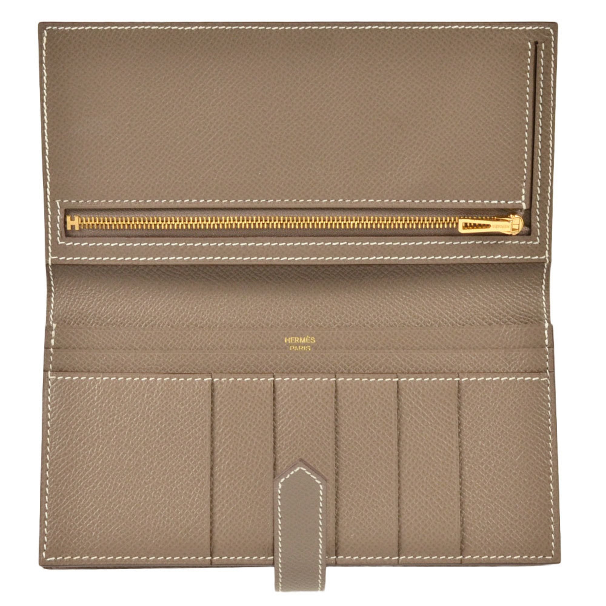 Hermes Etoupe Gray Epsom Leather Long Wallet (Bi-Fold) (Pre-Owned)